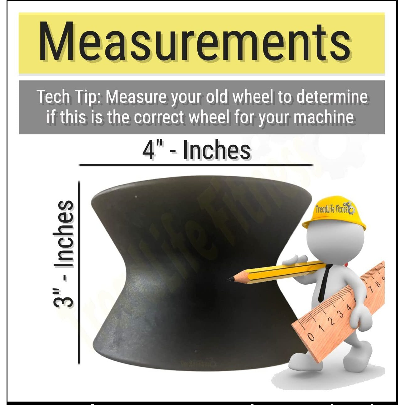 Elliptical Roller Wheel | Replacement For Various Proform Elliptical Models | 3&quot&quotW X 4&quot&quotD | Part 238880