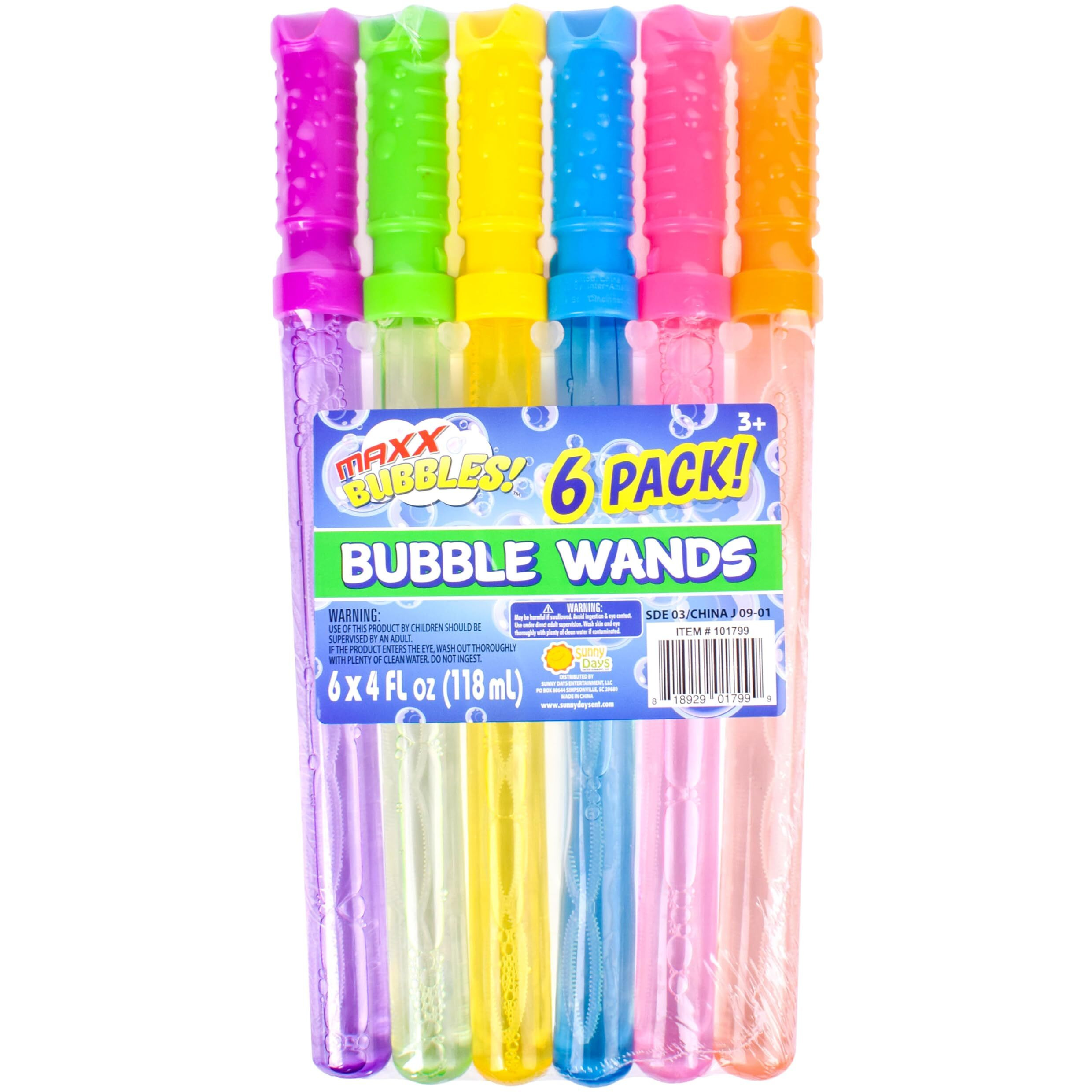 Sunny Days Entertainment Maxx Bubbles 4Oz Bubble Wands - 6 Pack Bubble Wand Toy | Summer Fun, Outdoor Birthday Party Favors For Kids, 101799 Blue