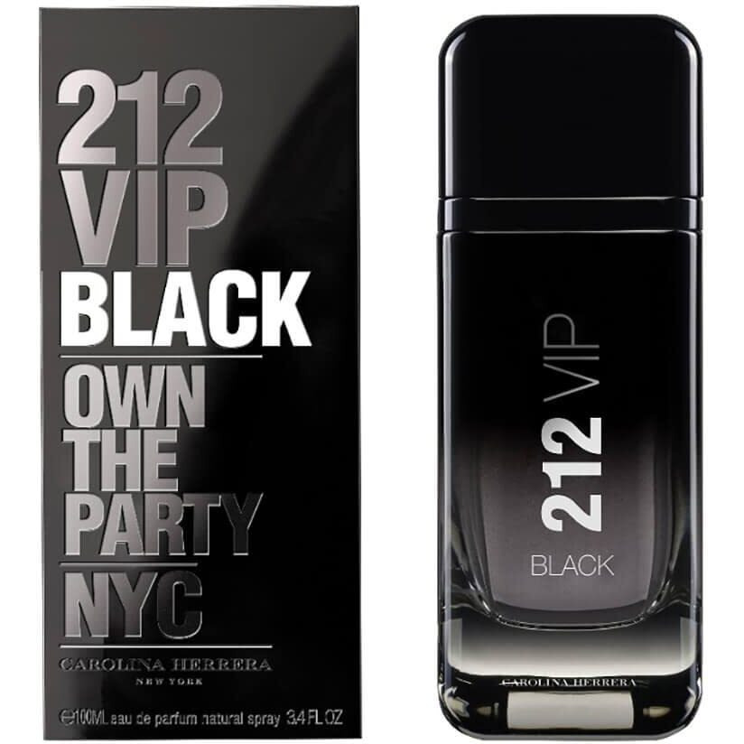 Carolina Herrera 212 Vip Black Fragrance For Men - Energetic And Spicy Scent - Notes Of Lavender, Black Vanilla Husk And Musk - Skin Friendly - Aromatic Fougere Fragrance - Edp Spray - 3.4 Oz