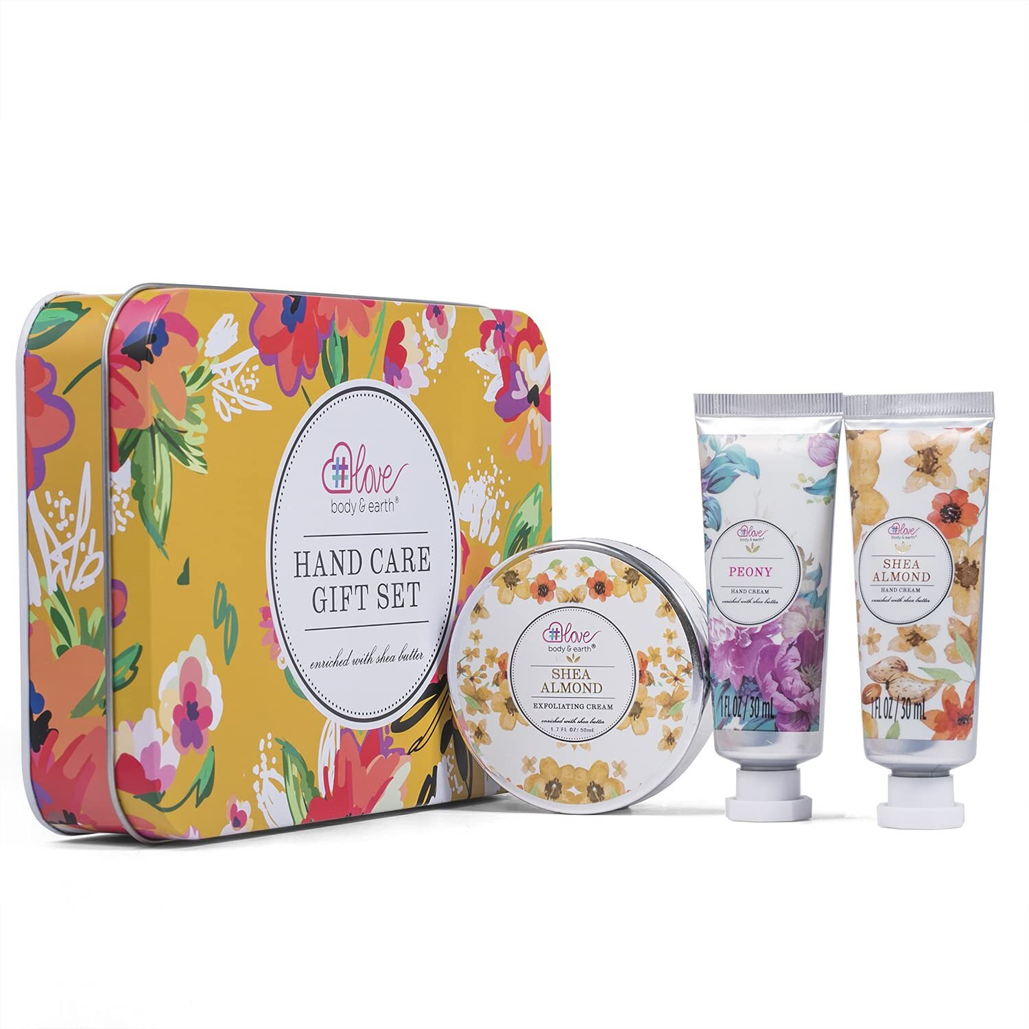 Hand Cream Gift Set - Lotion Sets For Women Gift, Hand Care Set With Shea Butter, Travel Size Hand Lotion Set For Women,Includes 2 Hand Cream & Exfoliating Cream, Gift Box For Women