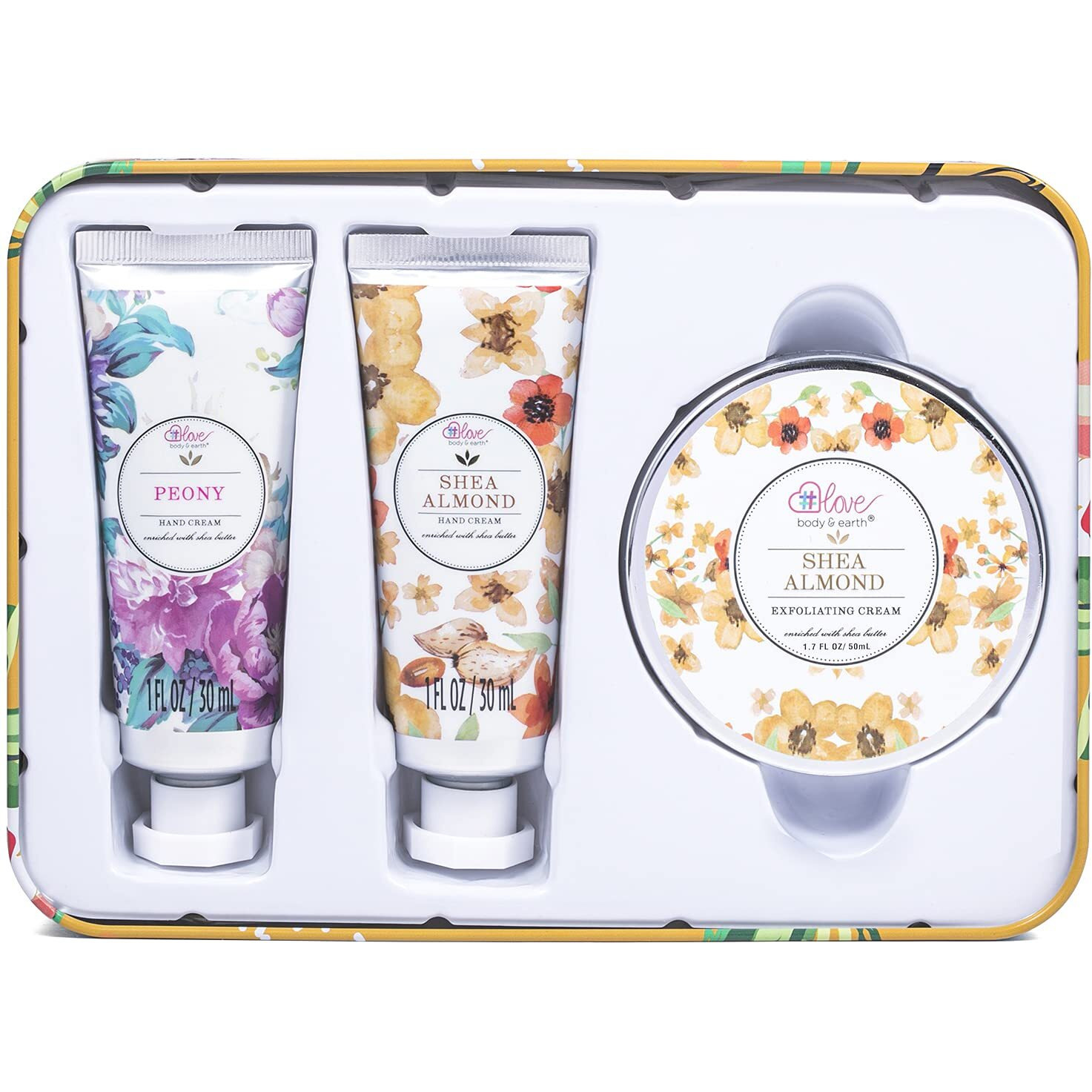 Hand Cream Gift Set - Lotion Sets For Women Gift, Hand Care Set With Shea Butter, Travel Size Hand Lotion Set For Women,Includes 2 Hand Cream & Exfoliating Cream, Gift Box For Women