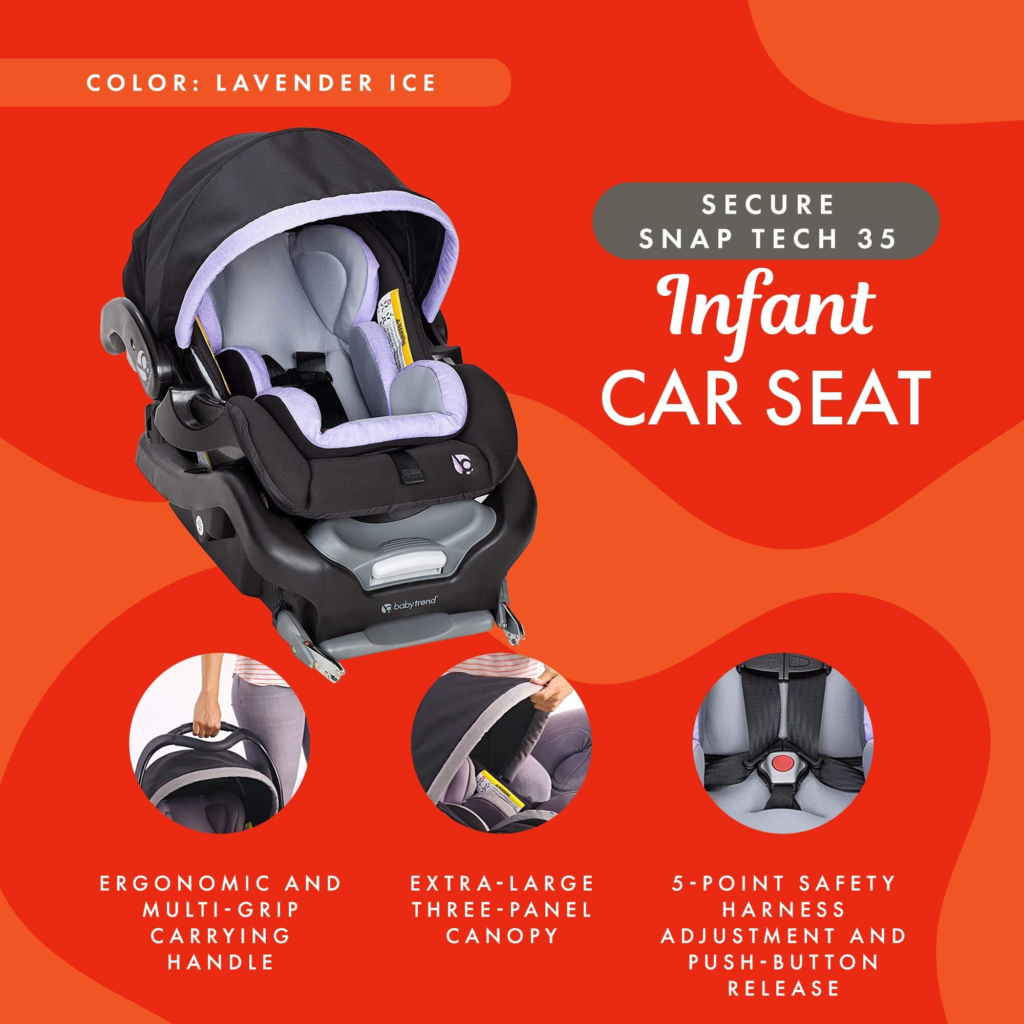 Baby Trend Secure Snap Tech Infant Car Seat, Lavender Ice