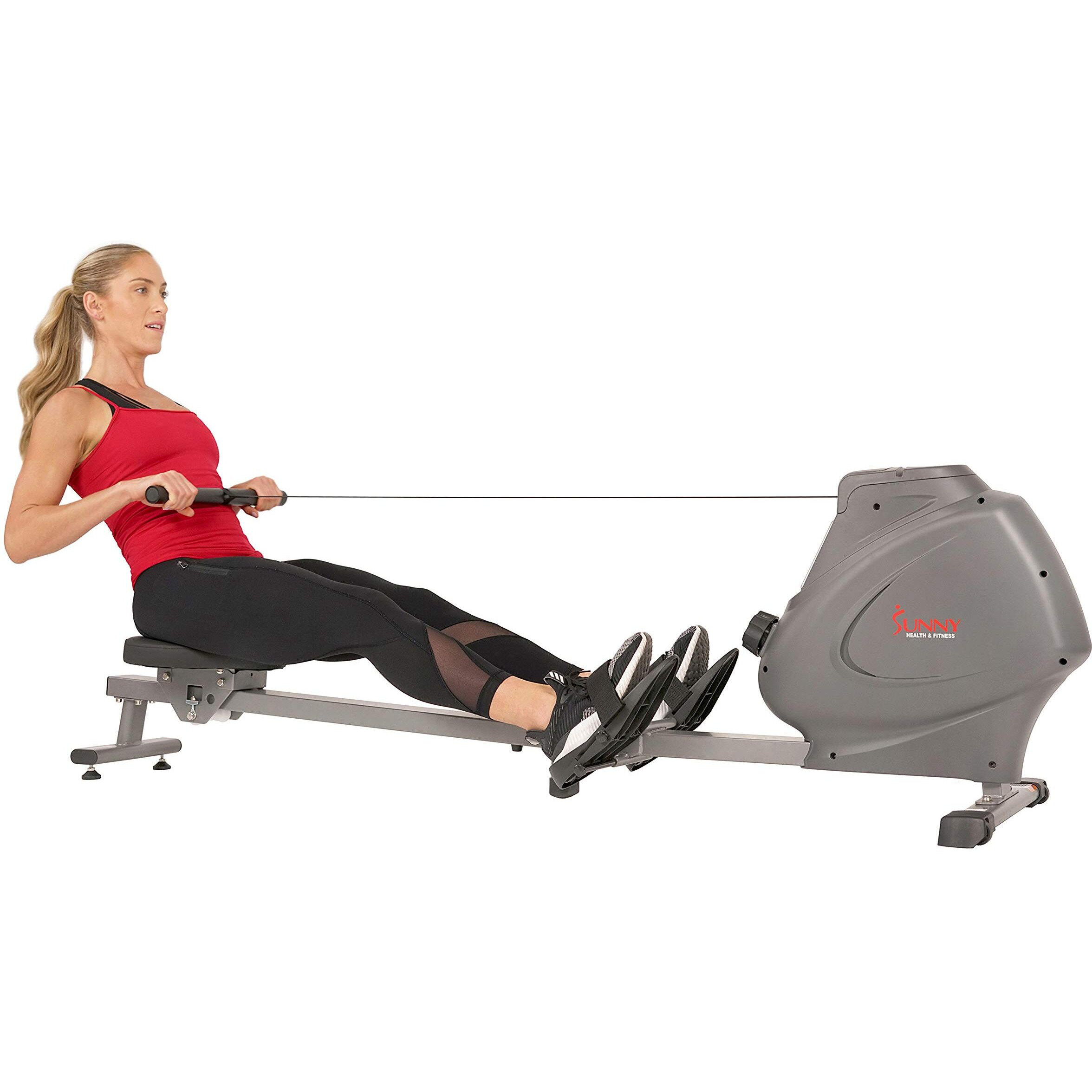 Sunny Health & Fitness Compact Folding Magnetic Rowing Machine With Lcd Monitor, Bottle Holder, 43 Inch Slide Rail, 285 Lb Max Weight - Synergy Power Motion - Sf-Rw5801