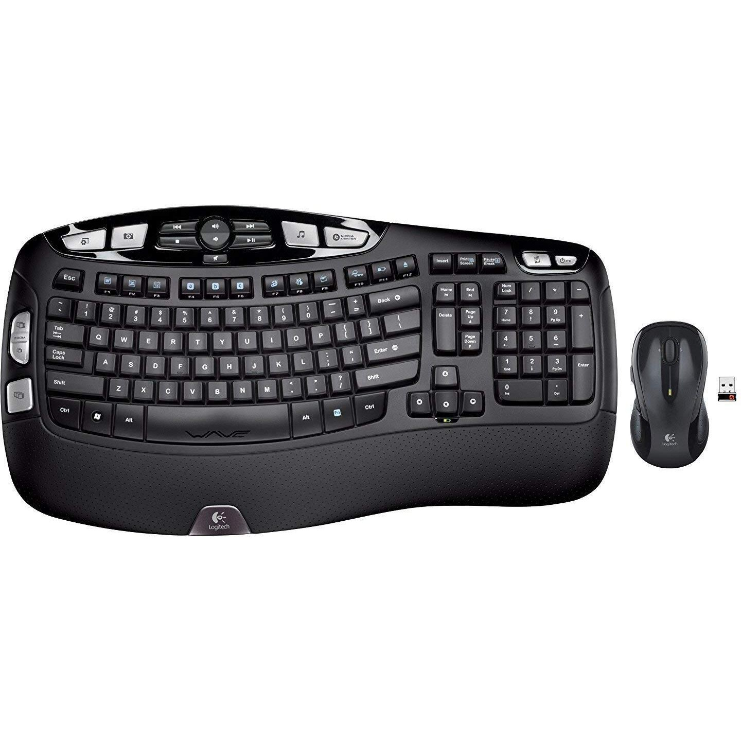 Logitech Mk550 Wireless Wave K350 Keyboard And Mouse Combo - Includes Keyboard And Mouse, Long Battery Life, Ergonomic Wave Design With Wireless Mouse (With Mouse)