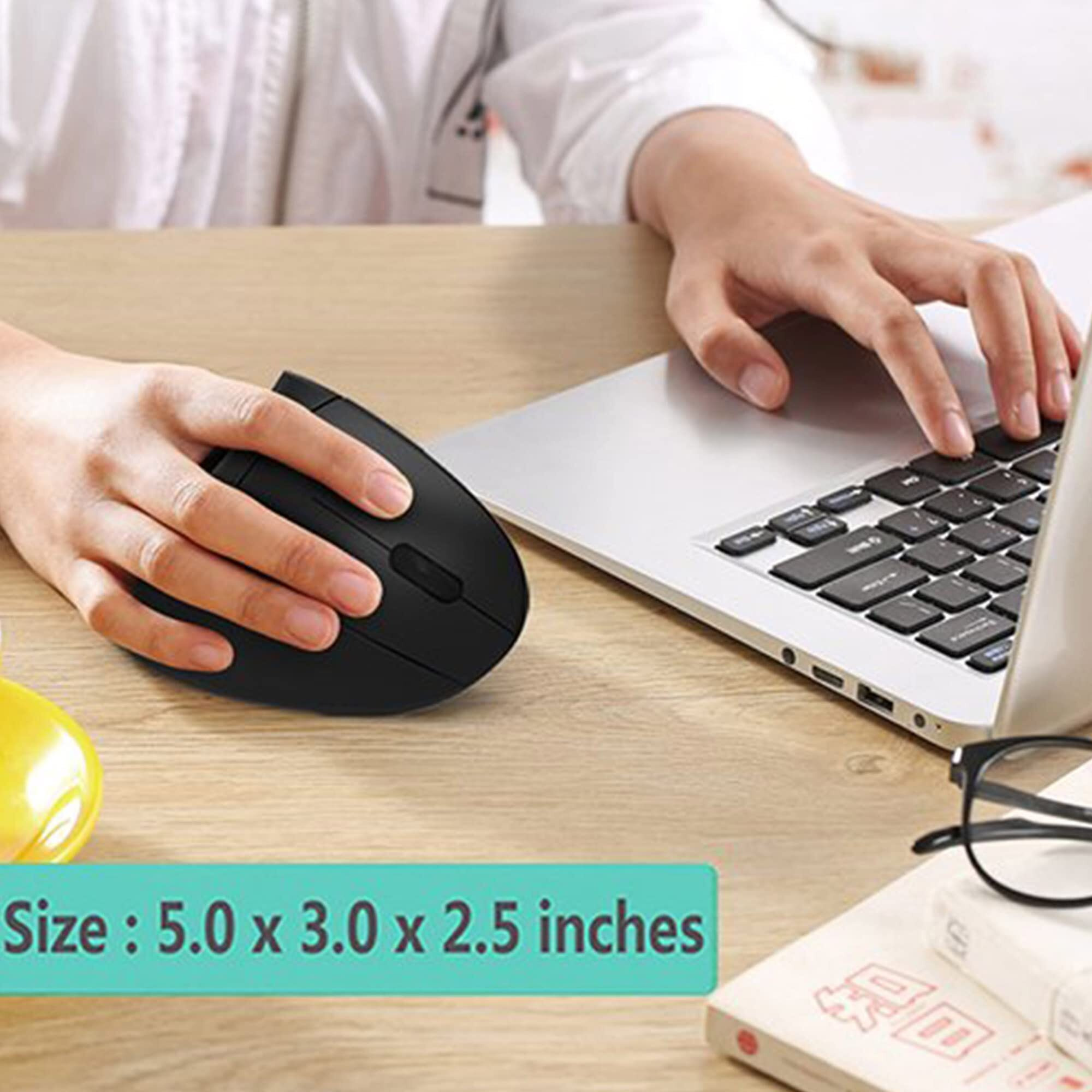 Lekvey Ergonomic Mouse, Vertical Wireless Mouse - Rechargeable 2.4Ghz Optical Vertical Mice  3 Adjustable Dpi 800/1200/1600 Levels 6 Buttons, For Laptop, Pc, Computer, Desktop, Notebook Etc, Black