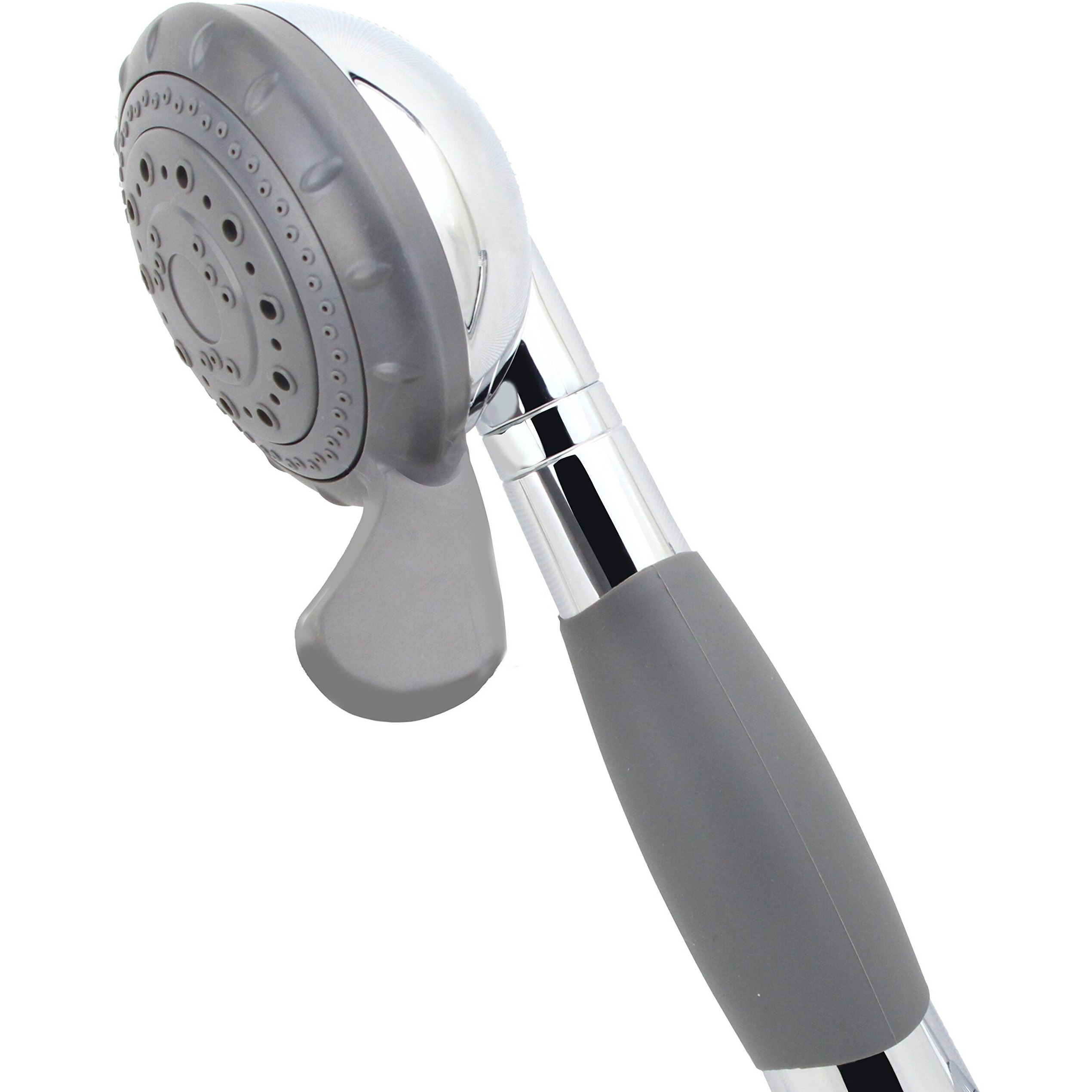 Yoo.Mee Ada Handheld Shower Head- For Elderly, Parkinson, Arthritis Or People Disabled In Action-W/Extra-Large Silicone Switching Device-W/Comfortable Grip Handle-W/Pause Setting-W/Soft Water, Chrome