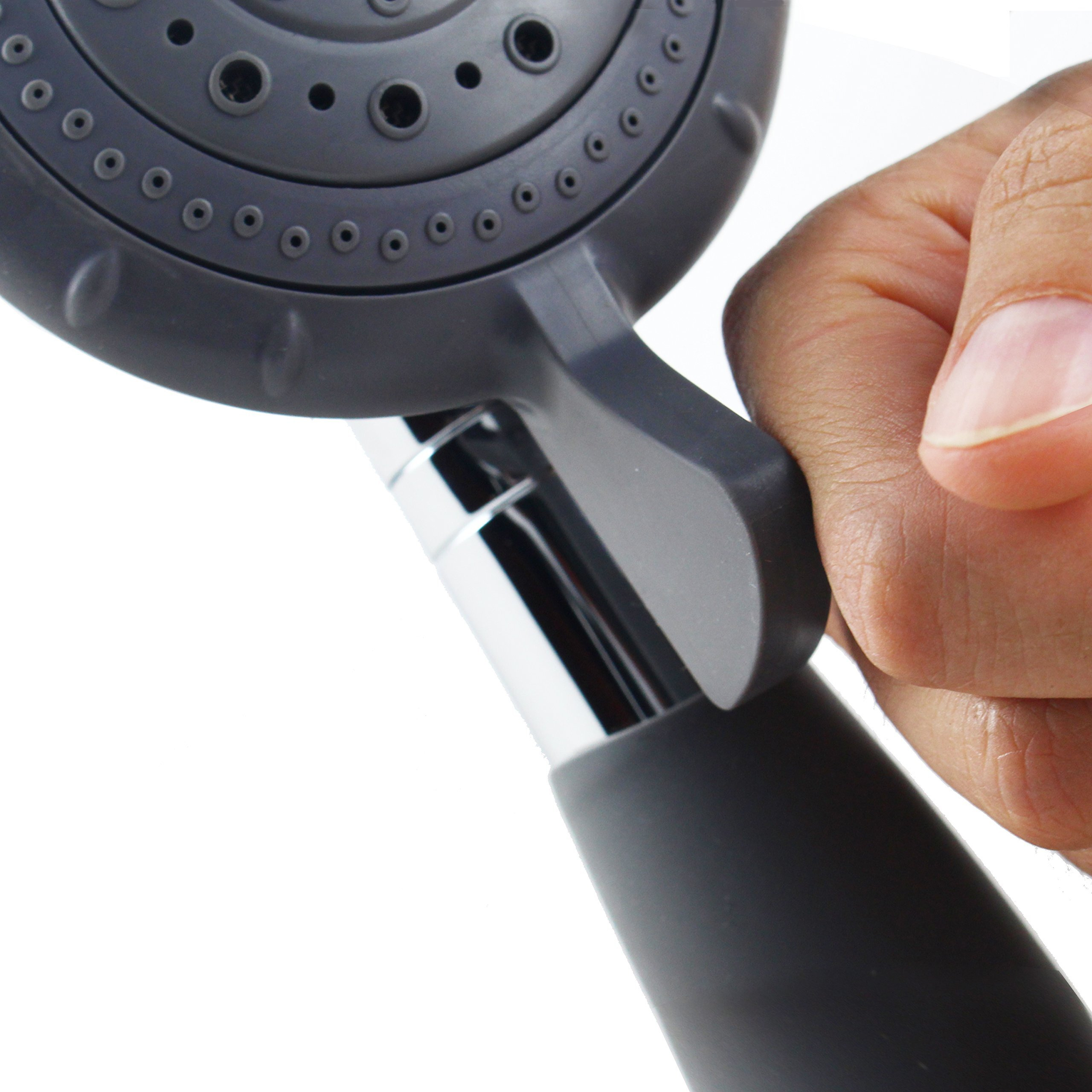 Yoo.Mee Ada Handheld Shower Head- For Elderly, Parkinson, Arthritis Or People Disabled In Action-W/Extra-Large Silicone Switching Device-W/Comfortable Grip Handle-W/Pause Setting-W/Soft Water, Chrome