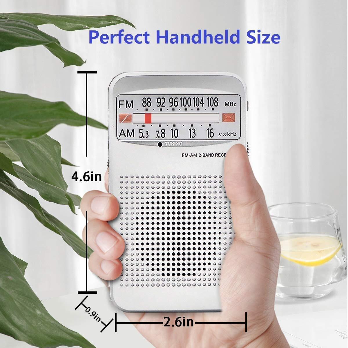 Fuhongyuan Am Fm Portable Pocket Radio, Compact Transistor Radios - Best Reception, Loud Speaker, Earphone Jack, Long Lasting, 2 Aa Battery Operated (Silver)