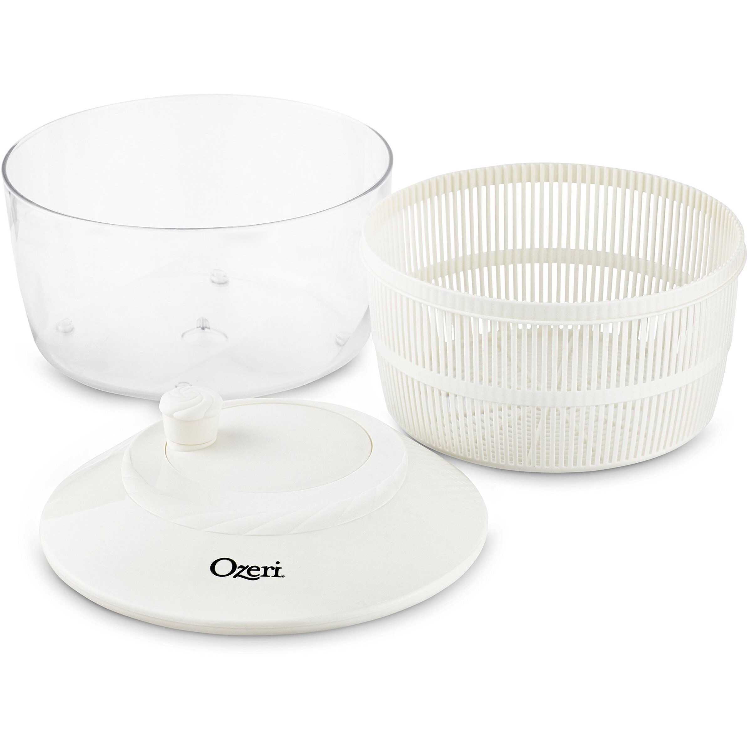 Ozeri Italian Made Fresca Salad Spinner And Serving Bowl, Bpa-Free,White, 4.4 Qt