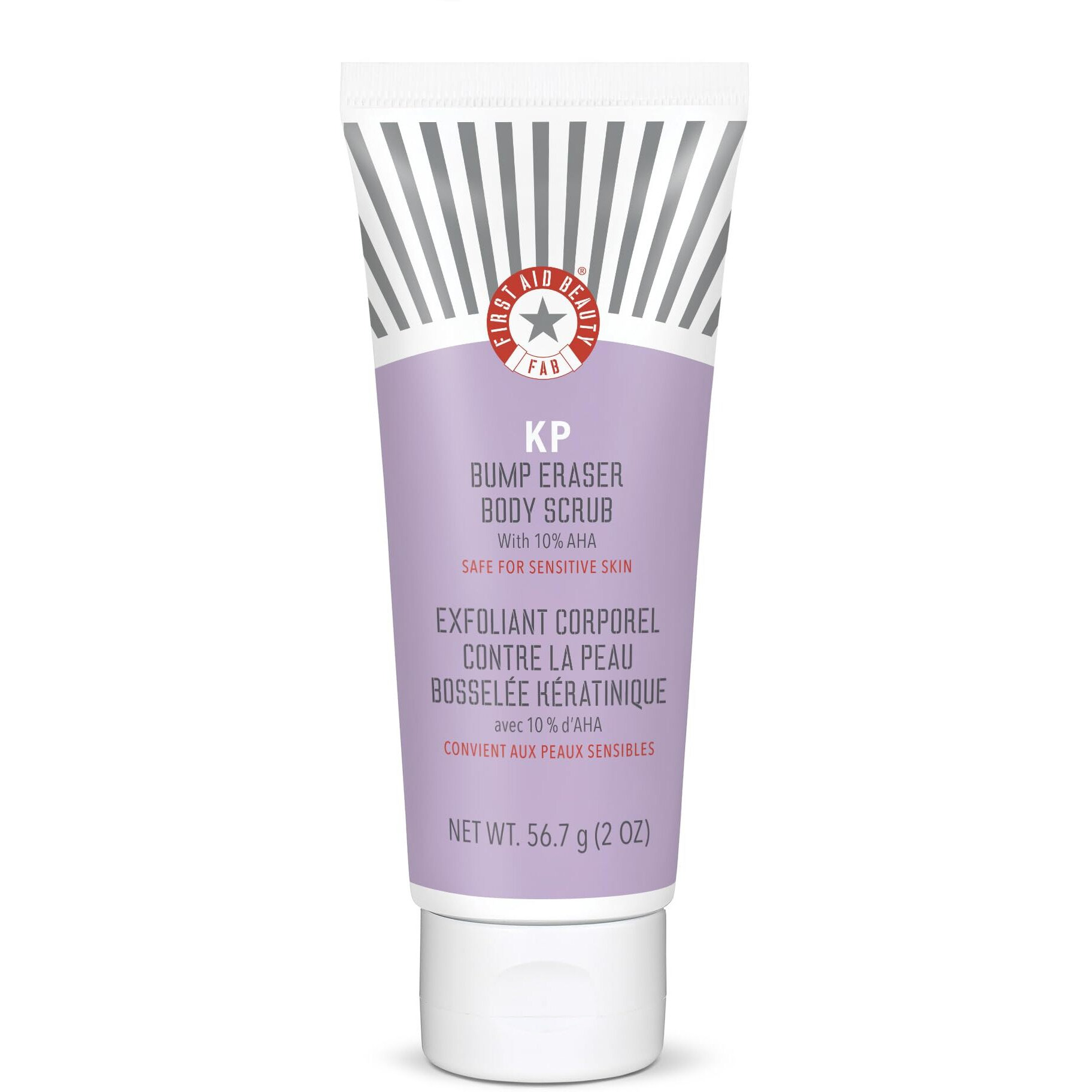 First Aid Beauty - Kp Bump Eraser Body Scrub With 10% Aha, Keratosis Pilaris Skin Exfoliater With Glycolic And Lactic Acids, Helps Reduce Chicken Skin Bumps, Safe For Sensitive Skin, 2 Oz