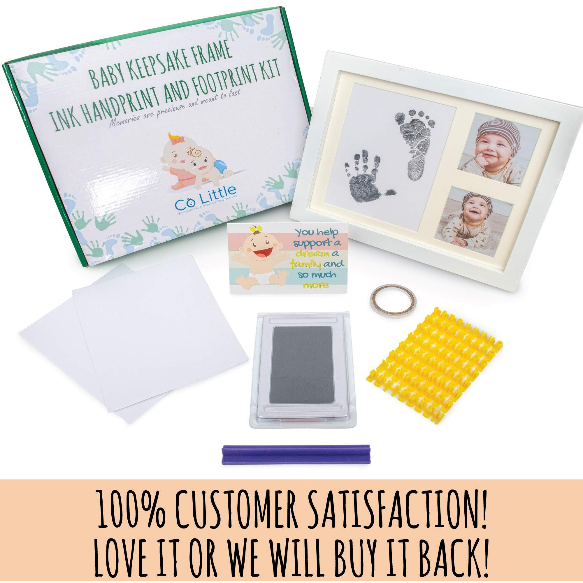 Baby Ink Hand And Footprint Kit - Handprint Picture Frame For Newborns (Safe Clean-Touch Ink Pad For Prints) - Best New Mom And Shower Gift - Foot Impression Photo Keepsake For Girls & Boys - (White)