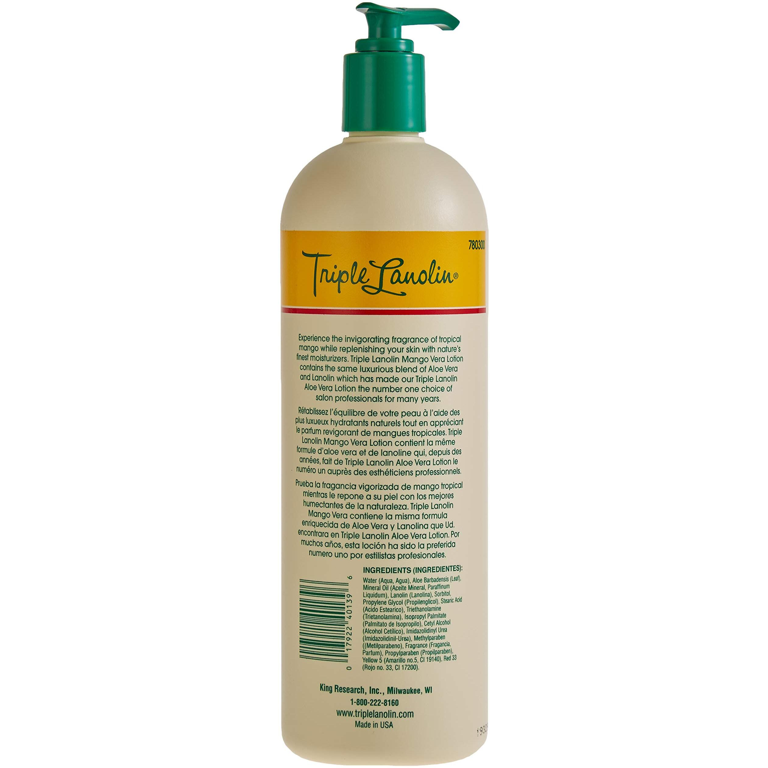 Triple Lanolin Mango Vera Hand And Body Lotion, 20 Oz, 20 Ounce, Bra-40138