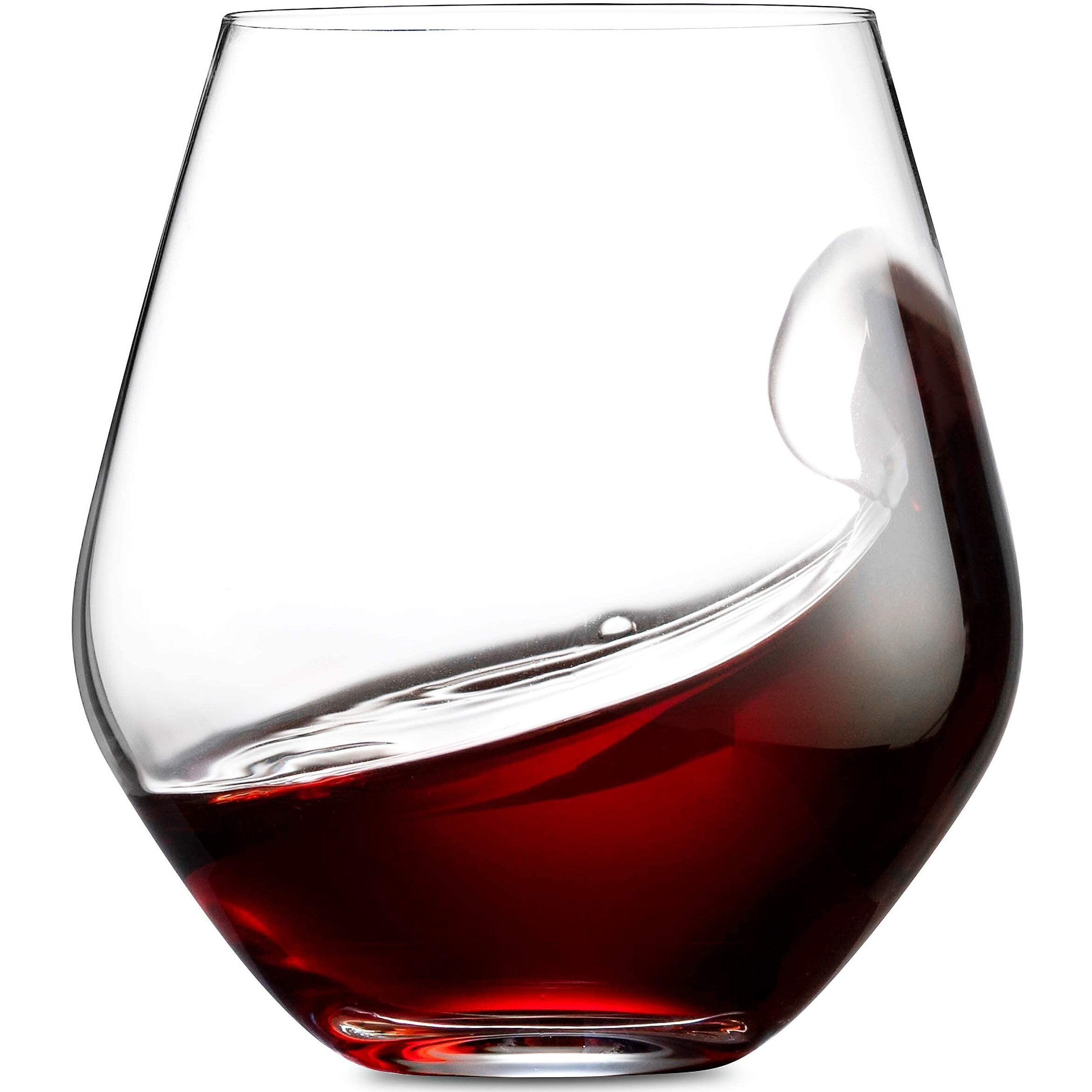 Godinger Wine Glasses, Stemless Wine Glasses, Red Wine Glasses, Wine Drinking Glasses, Stemless Wine Glass - 17Oz, Set Of 4 - Made In Europe