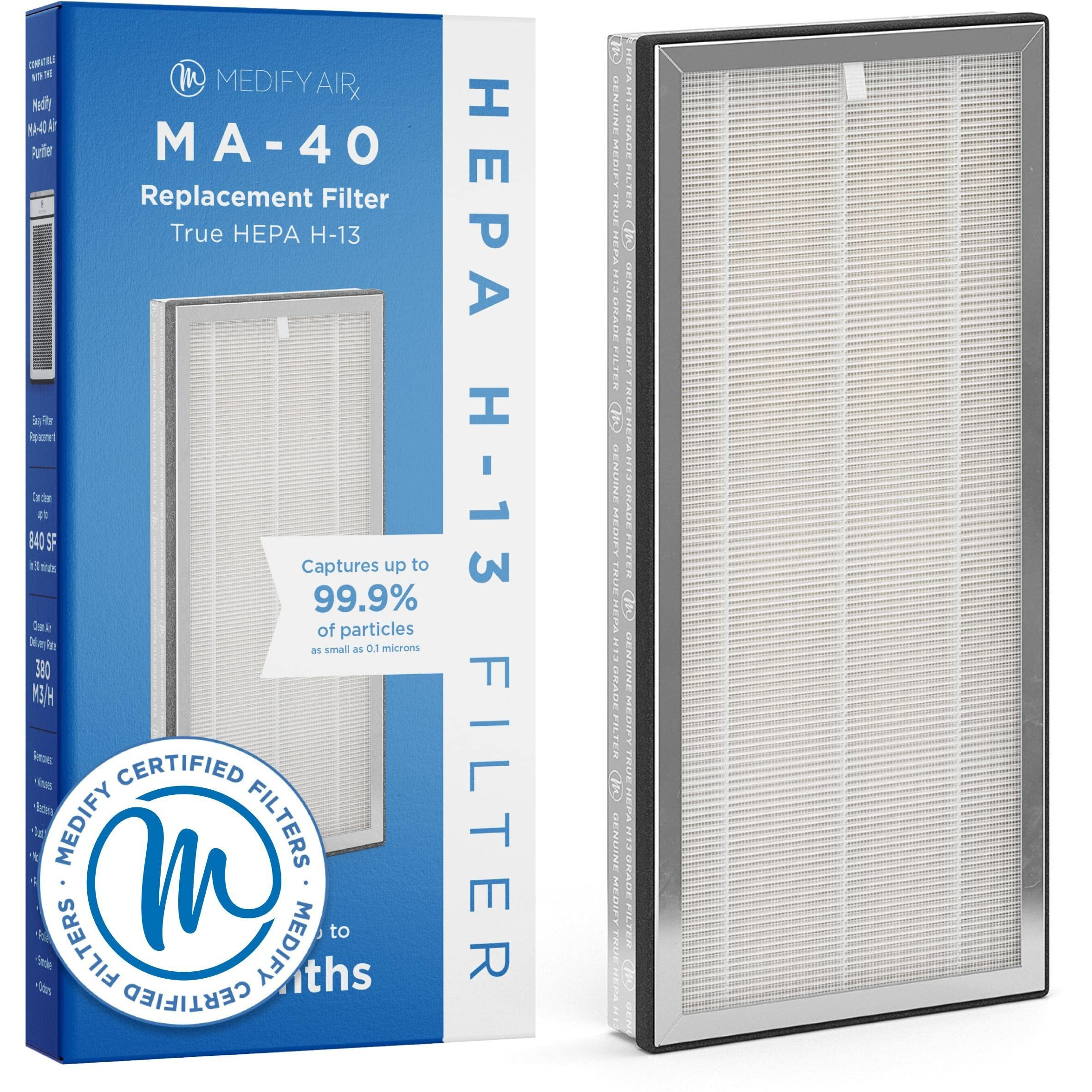 Medify Air Ma-40 Genuine Replacement Filter | For Allergens, Wildfire Smoke, Dust, Odors, Pollen, Pet Dander | 3 In 1 With Pre-Filter, H13 Hepa, And Activated Carbon For 99.7% Removal | 1-Pack