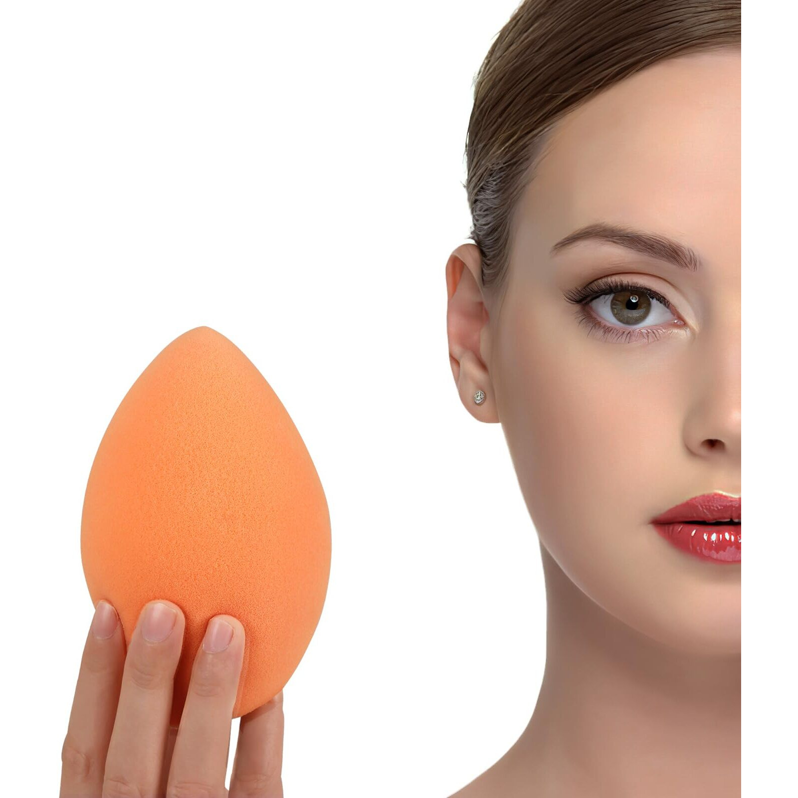 Xl Extra Large Make Up Beauty Sponges Blender-Product Contains 1X Small(8Cm) 1Xextra Large(11Cm) And 2 Sponge Holder-For Face Body, Blush Cream, Liquid Foundation Powder Application, Ivory