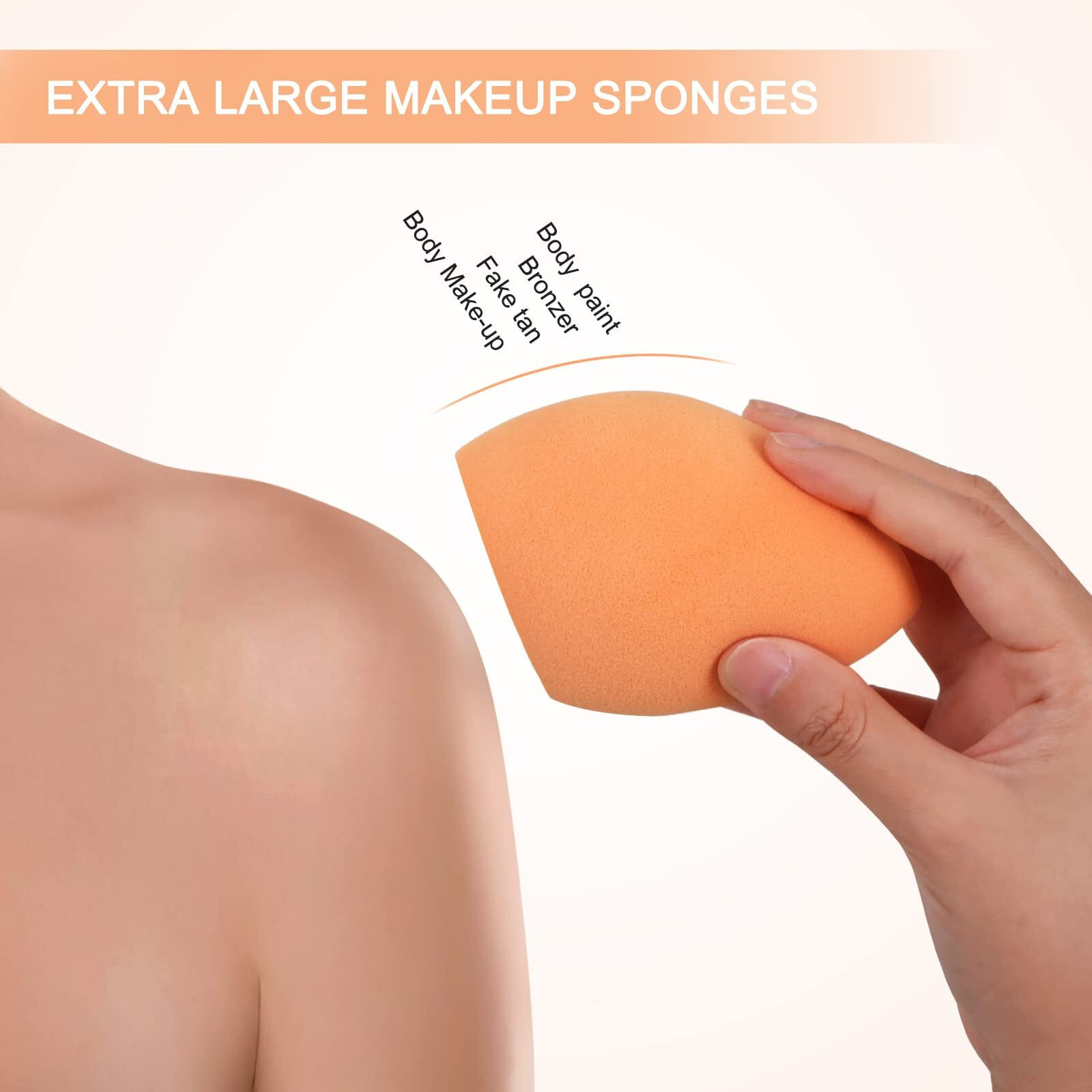Xl Extra Large Make Up Beauty Sponges Blender-Product Contains 1X Small(8Cm) 1Xextra Large(11Cm) And 2 Sponge Holder-For Face Body, Blush Cream, Liquid Foundation Powder Application, Ivory