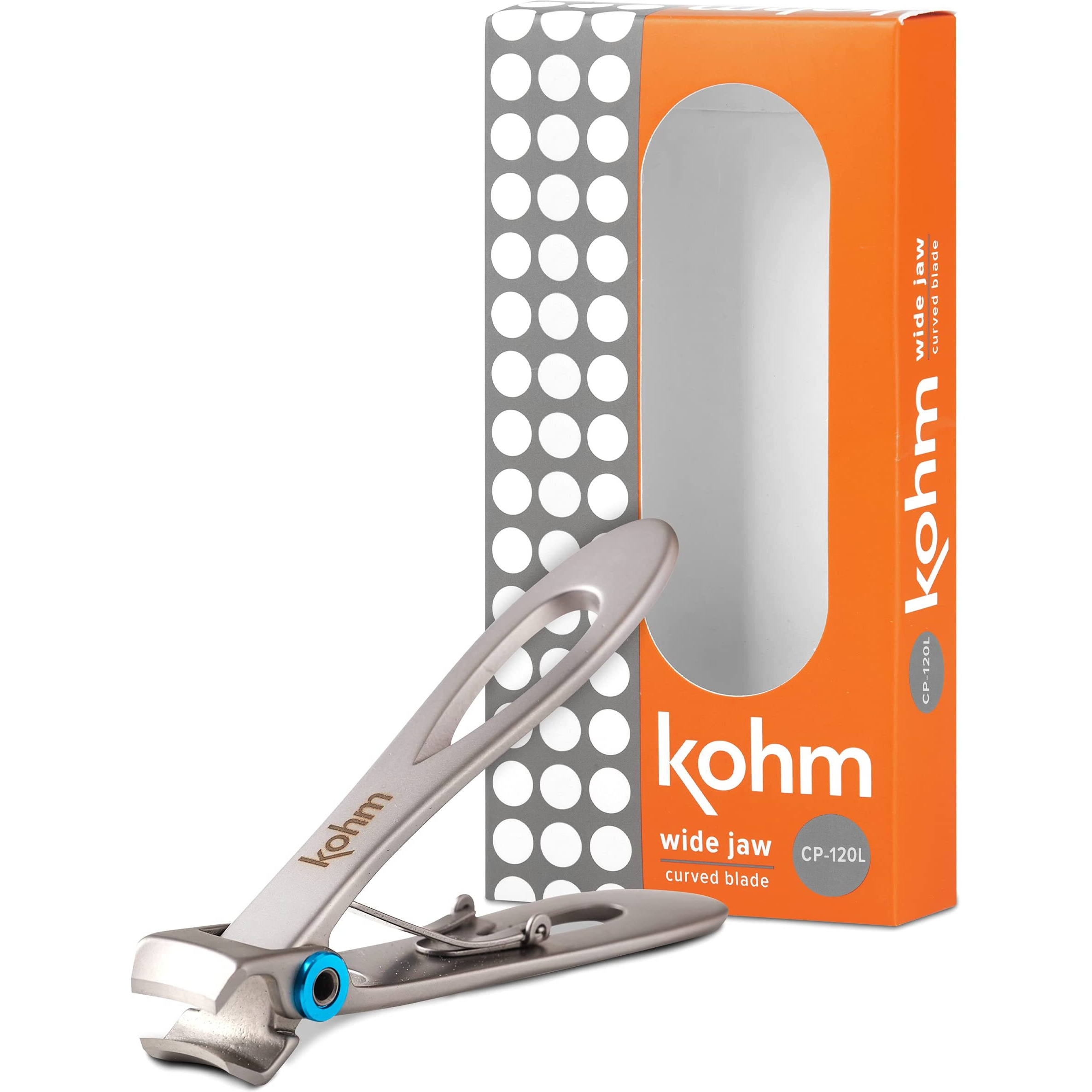 Kohm Nail Clippers For Thick Nails - Heavy Duty, Wide Mouth Professional Fingernail And Toenail Clippers For Men, Women & Seniors, Silver