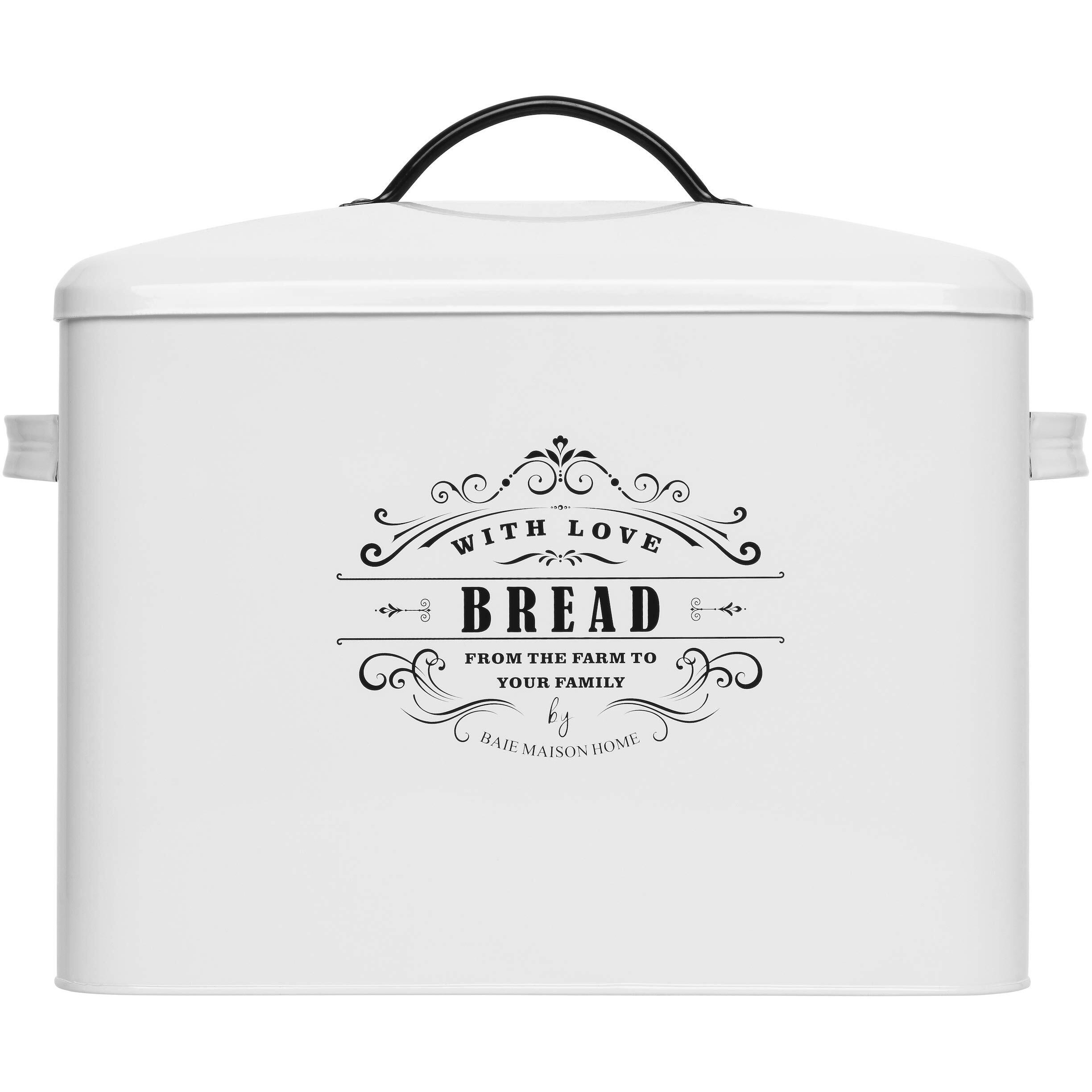 Extra Large White Farmhouse Bread Box For Kitchen Countertop - Holds 2+ Loaves For All Your Bread Storage - Bread Container Counter Organizer To Suit Farmhouse Kitchen Decor, Vintage Kitchen, Rustic