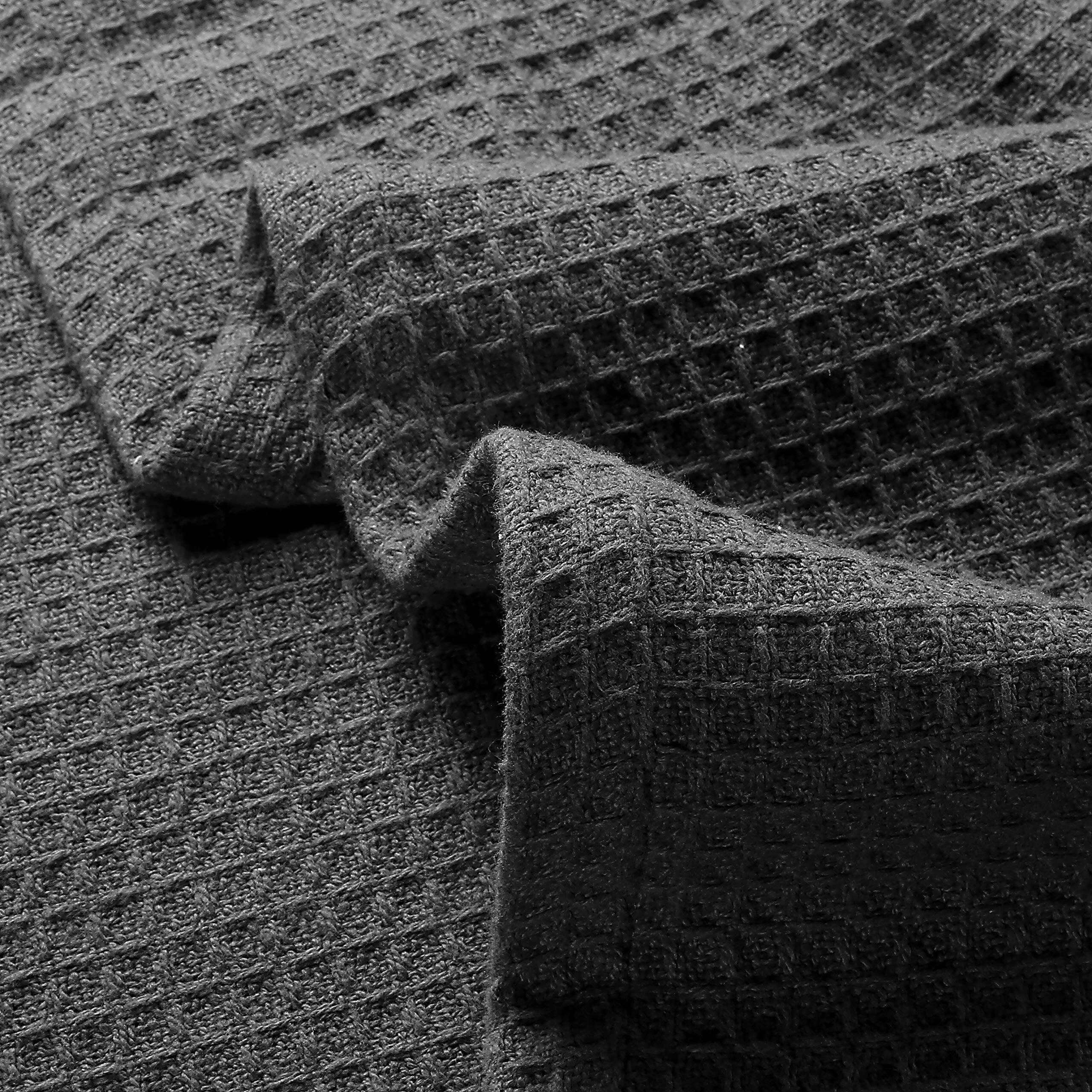 Glamburg 100% Cotton Thermal Blanket, Breathable Bed Blanket King Size, Soft Waffle Blanket, King Blanket, All Season Cotton Blanket, Charcoal