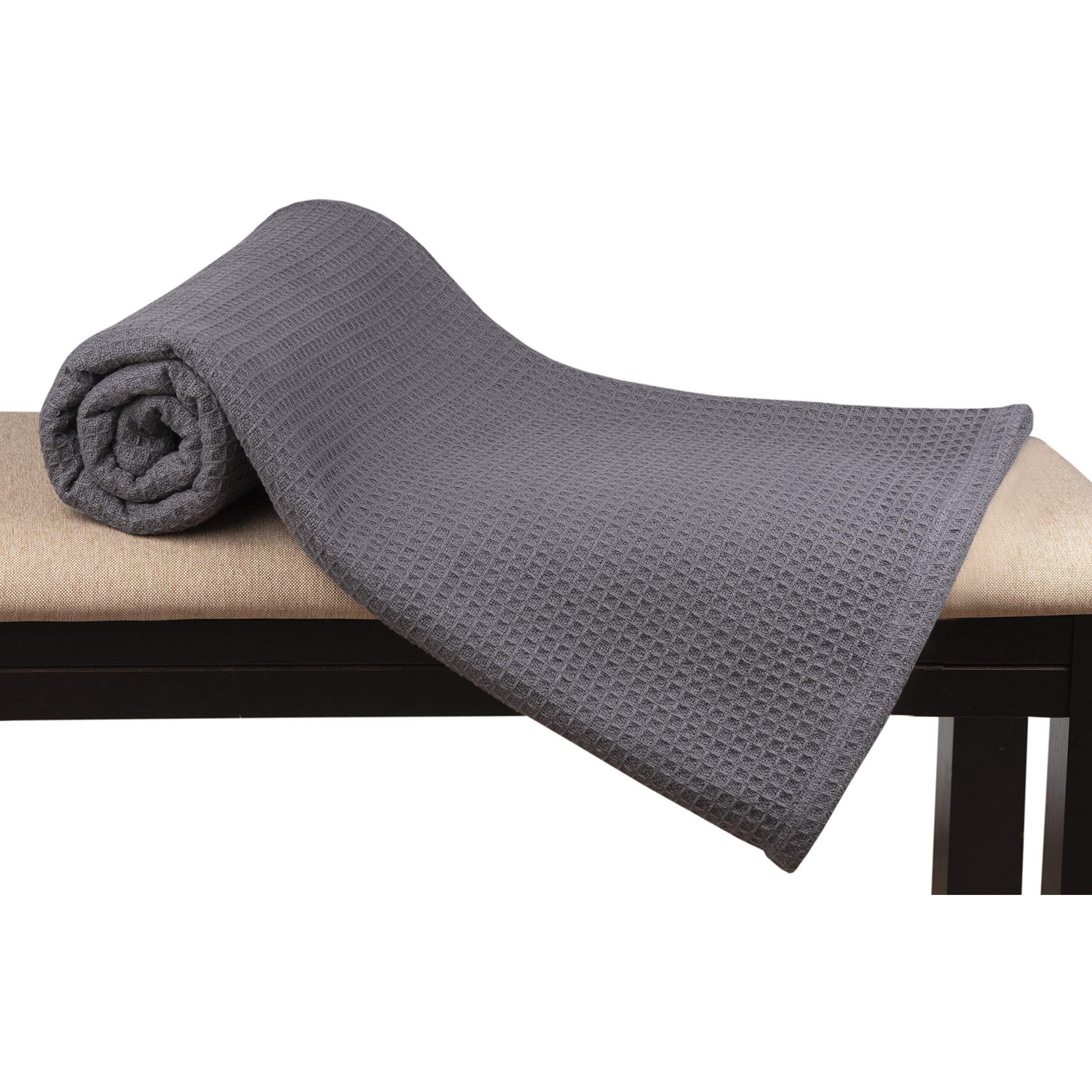 Glamburg 100% Cotton Thermal Blanket, Breathable Bed Blanket King Size, Soft Waffle Blanket, King Blanket, All Season Cotton Blanket, Charcoal