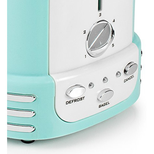 Nostalgia New And Improved Retro Wide 2-Slice Toaster Perfect For Bread, English Muffins, Bagels, 5 Browning Levels, With Crumb Tray & Cord Storage - Aqua, Turquoise