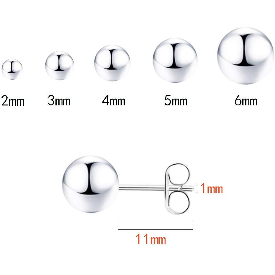 925 Sterling Silver Stud Earrings For Women, Sterling Silver Earrings Tiny Stud Earrings For Multiple Piercings 5 Pairs Different Sizes Silver Stud Earrings Set 2Mm 3Mm 4Mm 5Mm 6Mm
