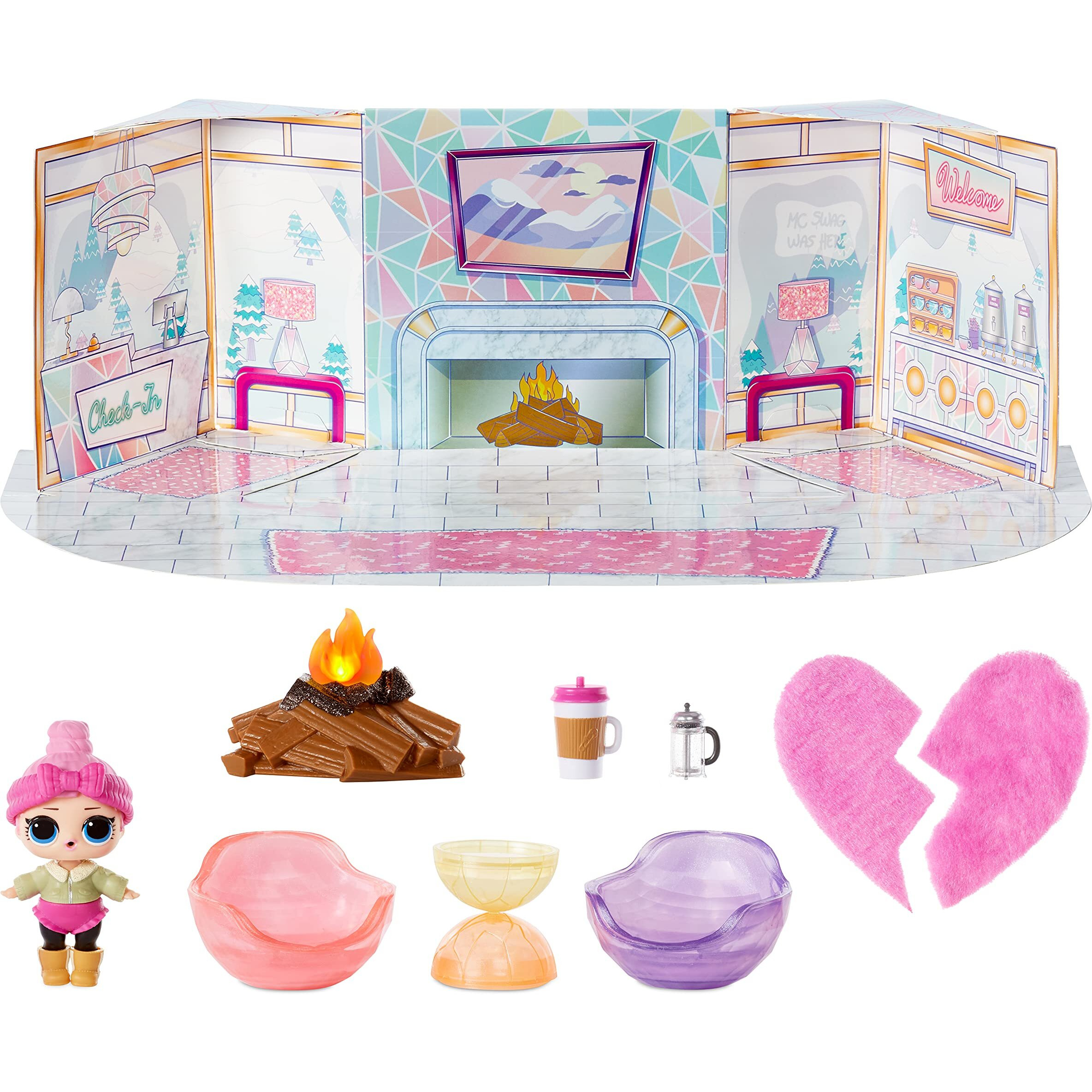 L.O.L. Surprise Winter Chill Hangout Spaces Furniture Playset With Cozy Babe Doll, 10+ Surprises, Accessories, For Lol Dollhouse Play- Collectible Toy For Kids,Girls Boys Ages 4 5 6 7+ Years