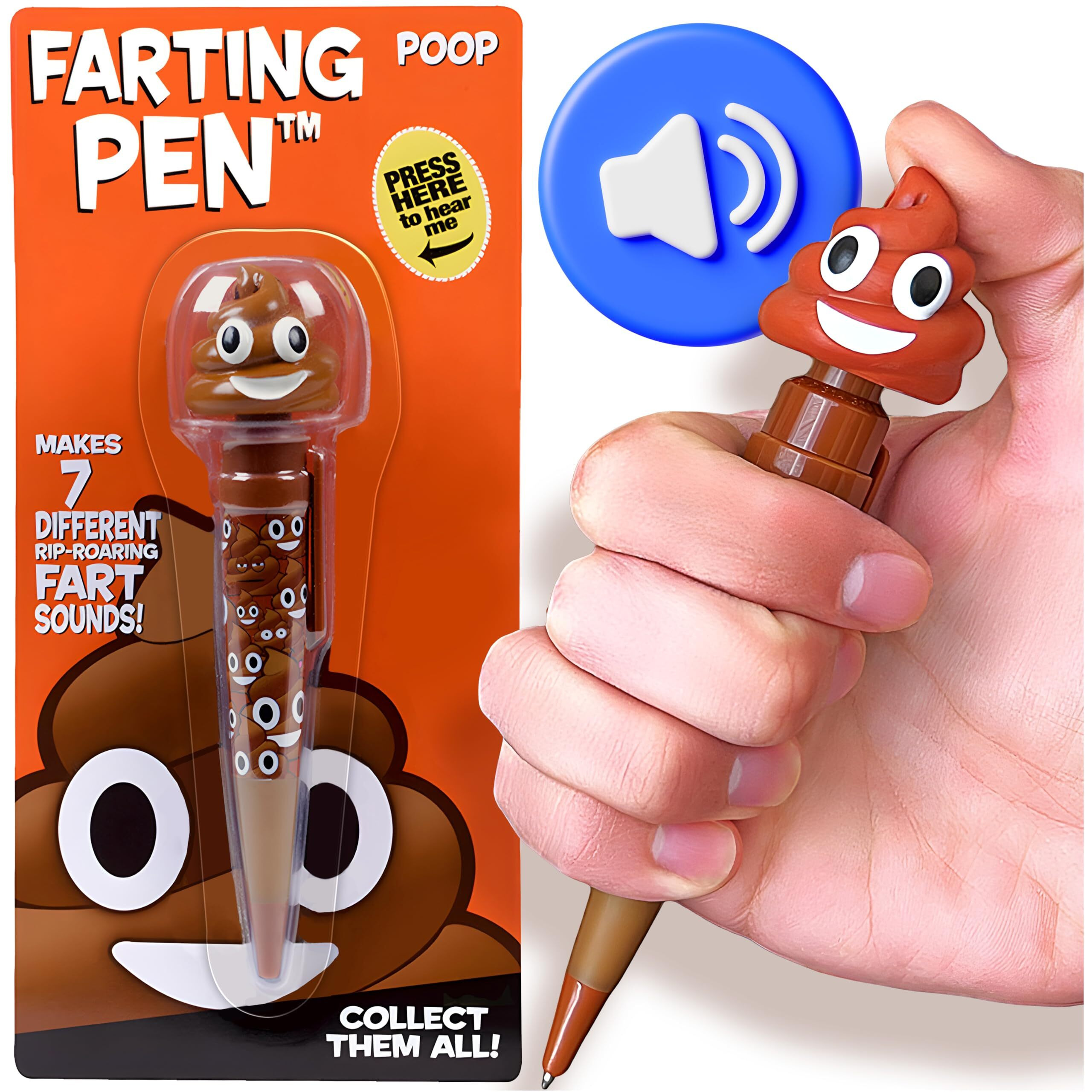 Kamhi World Farting Poop Pen With Multiple Funny Sounds - Perfect Novelty Gift For Kids, Teens & Boys - Functioning Pen & Prank Toy For The Entire Family, Fun Gag Present With Big Laughs (Original)