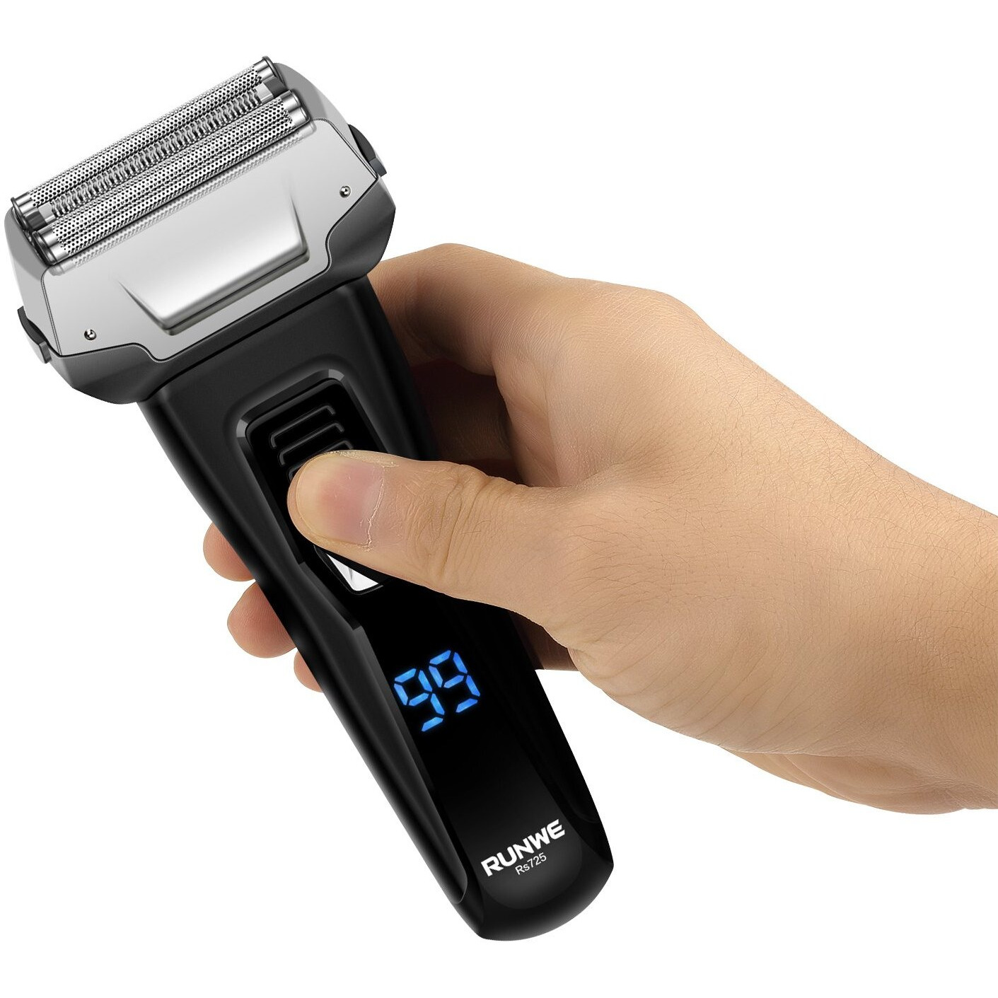 Runwe Rs725 Men's Electric Razor Cordless Foil Shaver With Pop-Up Beard Trimmer And Lcd Display For Men Wet/Dry Shaving