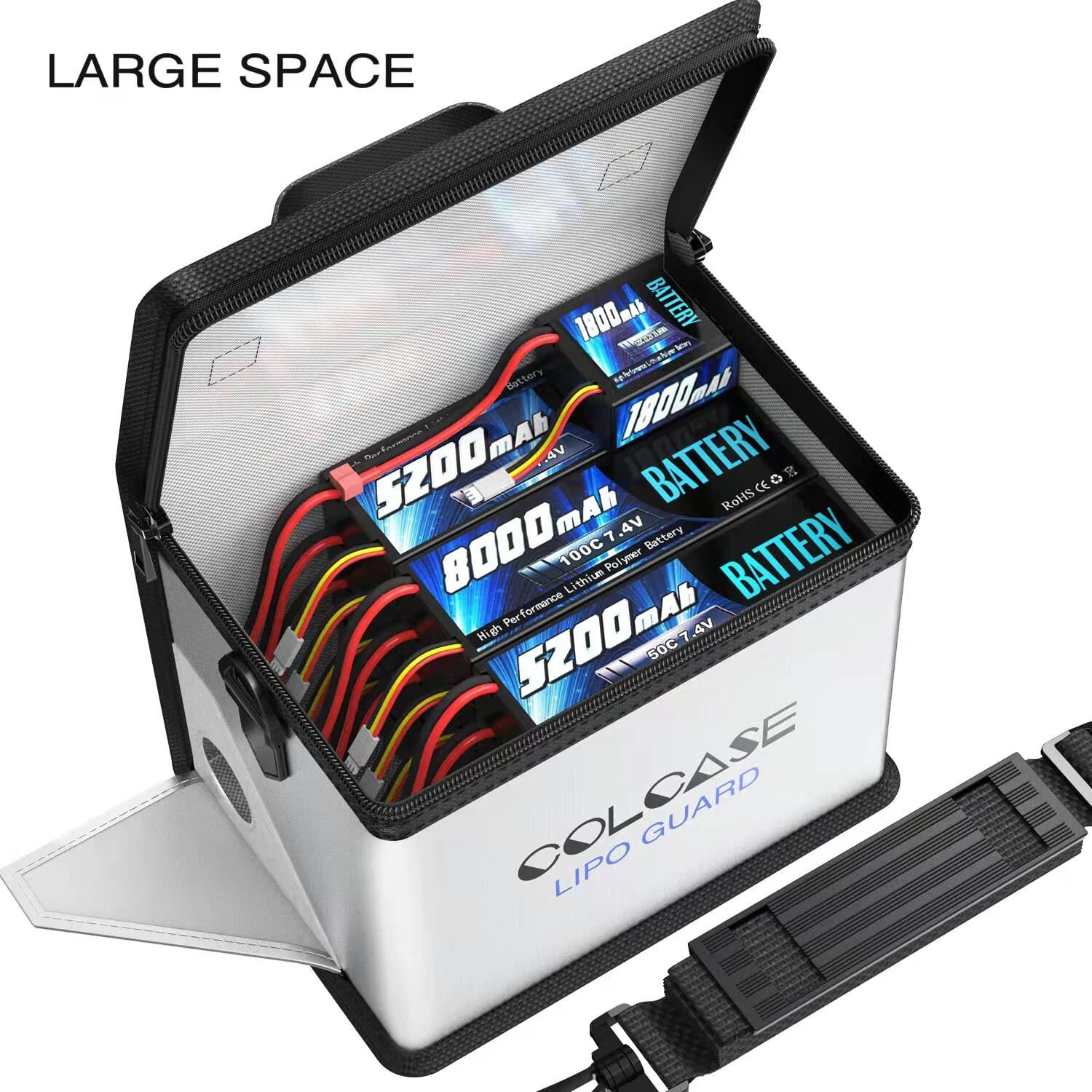 Colcase Fireproof Explosionproof Lipo Safe Bag For Lipo Battery Storage And Charging, Large Space Highly Sturdy Double Zipper Lipo Battery Guard (8.46X5.7X6.5 In)