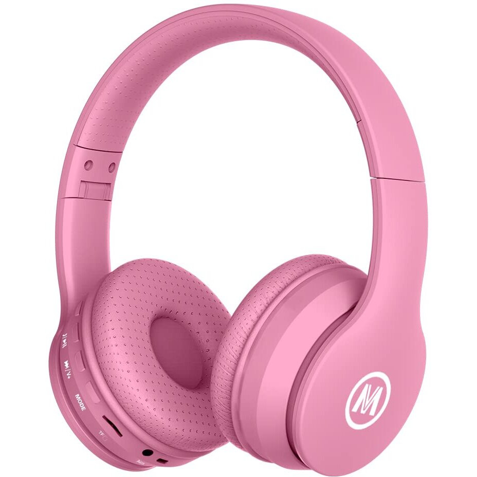 Mokata Kids Headphones Bluetooth 5.3 60H Play Time Wireless Kids Volume Limited 85 /110Db Over Ear Foldable Protection Headset With Mic Aux 3.5Mm For Boys Girls Child School Pad Tablet Pink