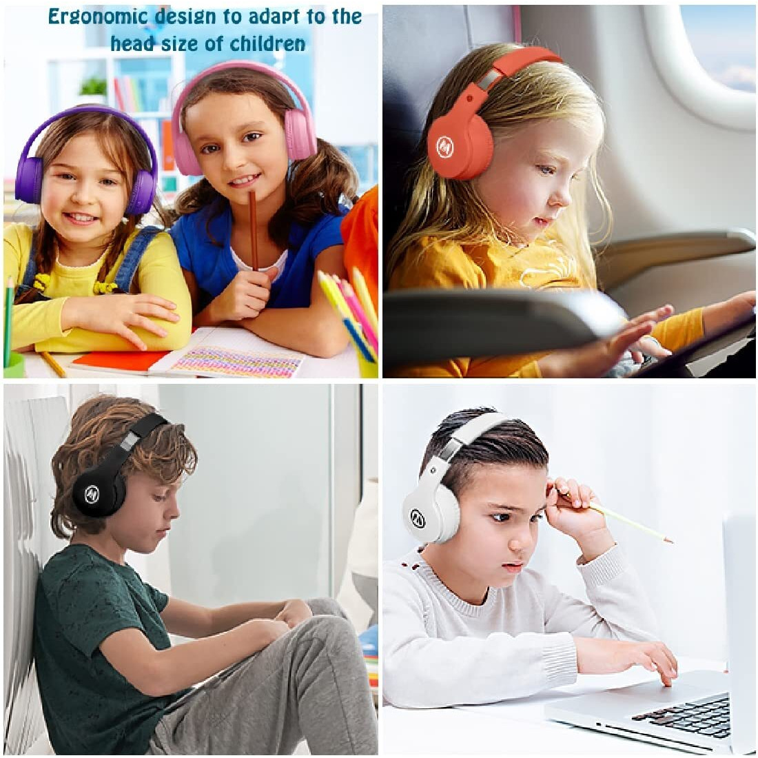 Mokata Kids Headphones Bluetooth 5.3 60H Play Time Wireless Kids Volume Limited 85 /110Db Over Ear Foldable Protection Headset With Mic Aux 3.5Mm For Boys Girls Child School Pad Tablet Pink