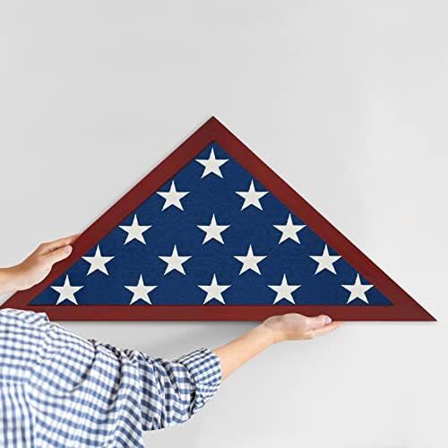 Americanflat Large Flag Display Case For Burial Flag - Fits Folded 5 X 9.5' Flag - Military Flag Case - Silhouette Collection - Flag Box Display Case For Wall Or Tabletop - Mahogany