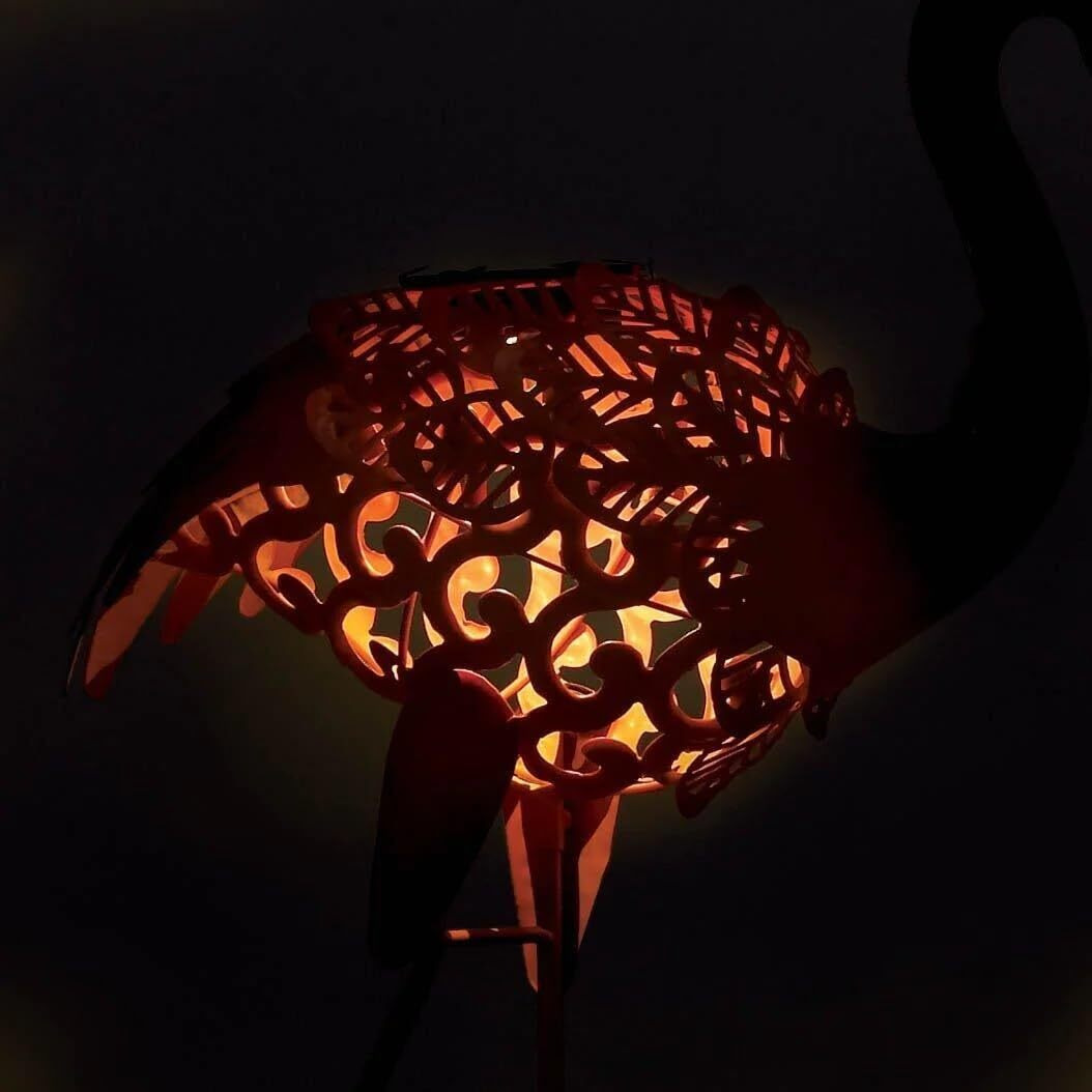 Summerfield Terrace Solar Lighted Flamingo Yard Art - Leaning