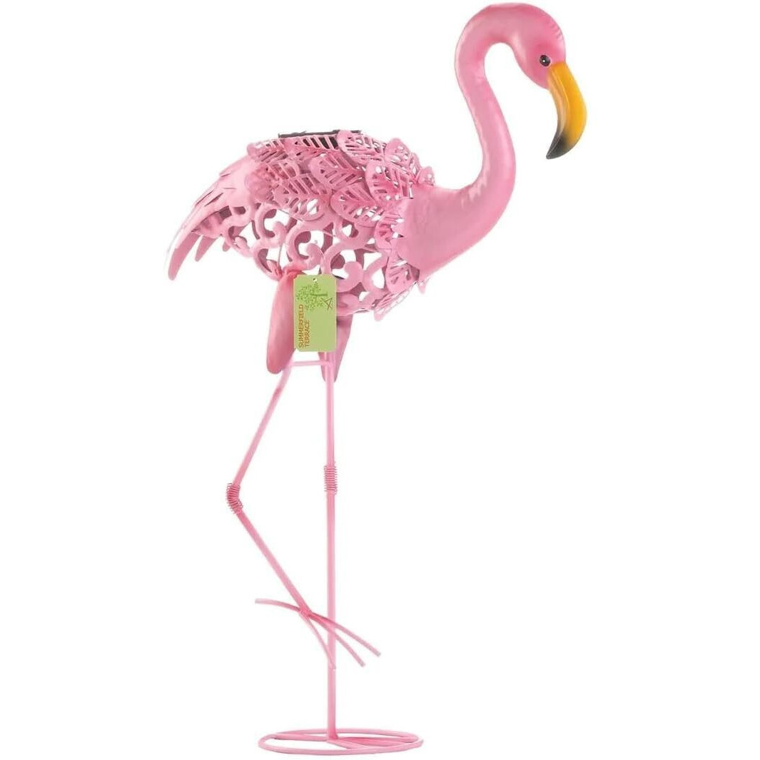 Summerfield Terrace Solar Lighted Flamingo Yard Art - Leaning