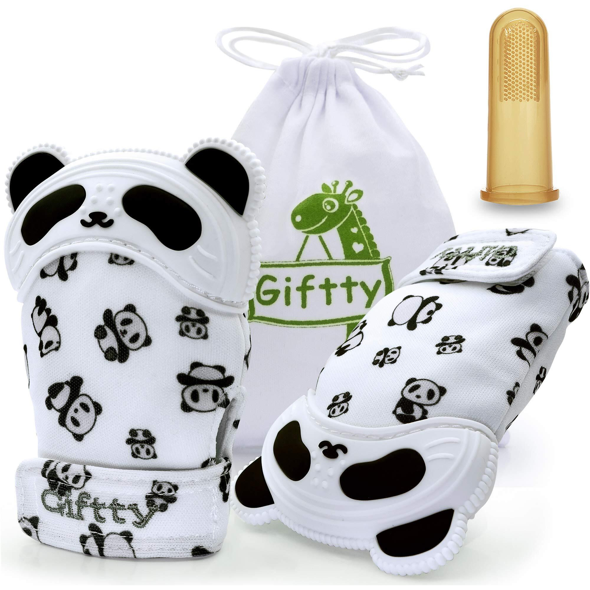 Giftty Baby Teething Mitten Chew Mitt Baby Teether Glove Teething Toy Self Soothing Teether, Teething Pain Relief Soothing Toy, Prevent Scratches Glove, For 0-6 Months Baby