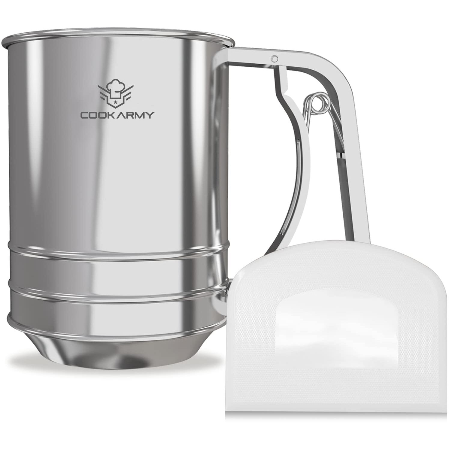 Cook Army Flour Sifter , 3 Cup Stainless Steel , Great Double-Layer Baking Sifters For All Baking Flour And Powdered Sugar, Flour Strainer