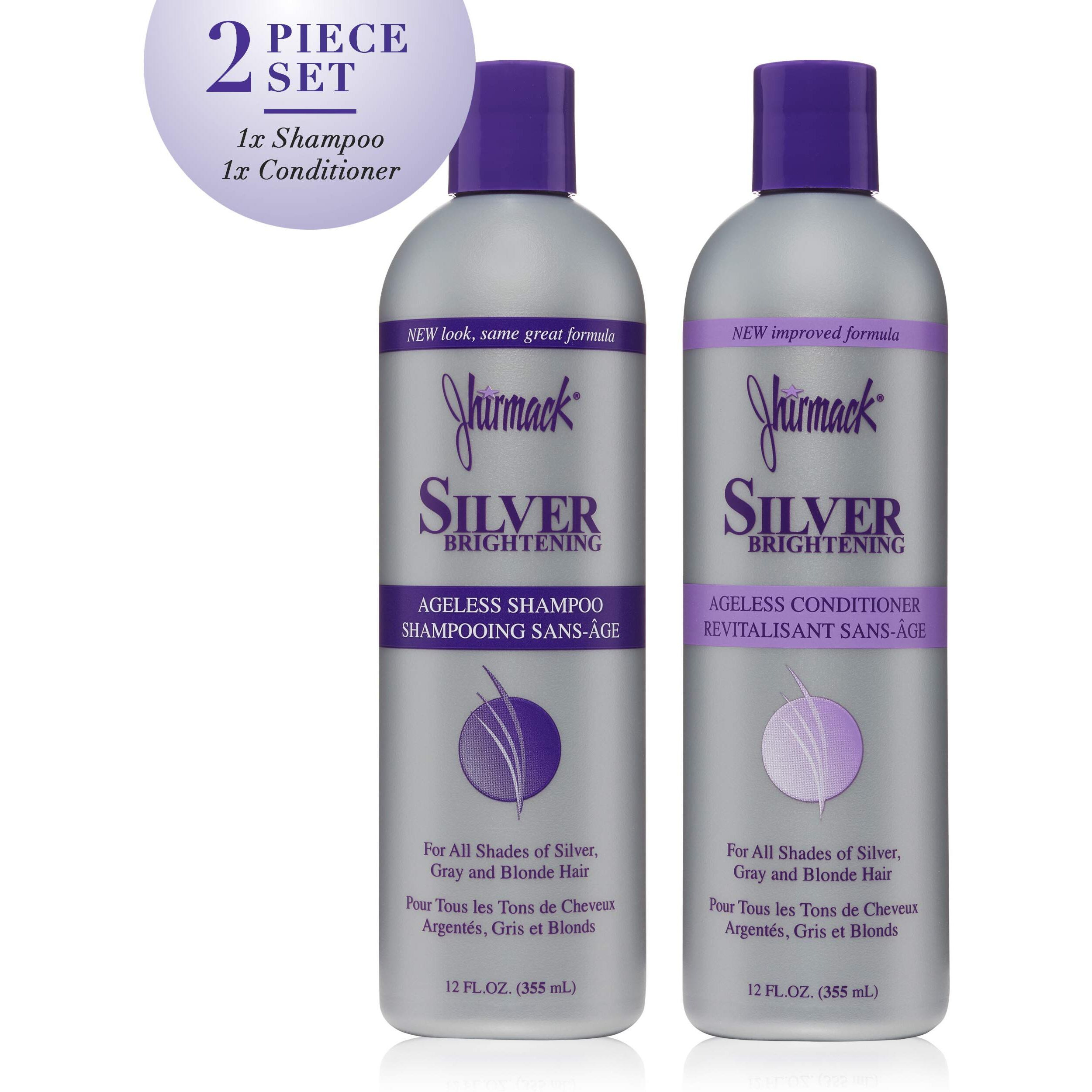 Jhirmack Silver Brightening Purple Shampoo And Conditioner Set For All Types Of Silver, Grey, And Blonde Hair