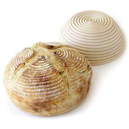 2 Pack Of Mini 5 Inch Round Brotform Banneton Proofing Basket Bread Bowl For Baking Dough (Bonus Linen Cover) (5 Inch)