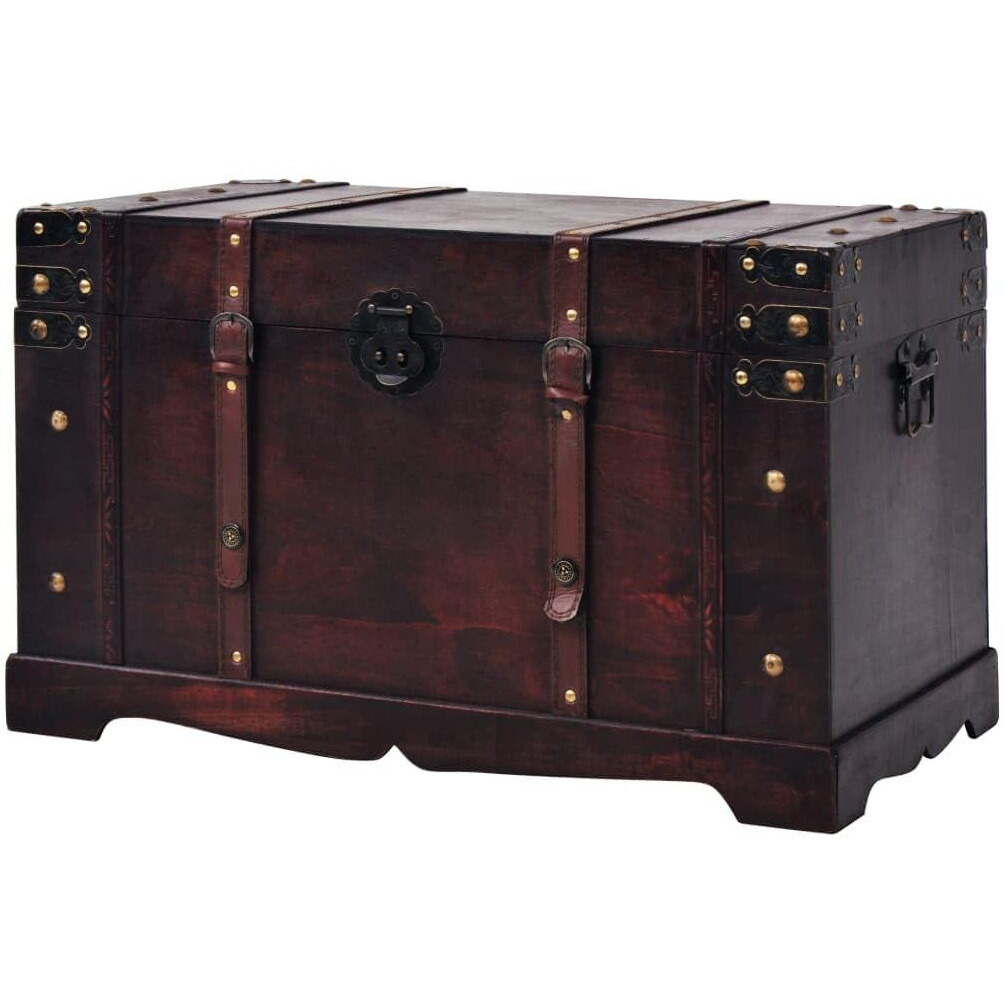 Vidaxl Treasure Chest, Tool Chest With Locking System, Storage Trunk, Storage Box For Bedroom Living Room Hallway Doorway, Retro, Solid Wood