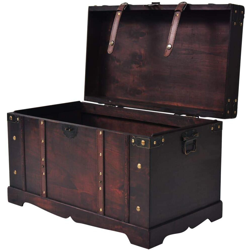 Vidaxl Treasure Chest, Tool Chest With Locking System, Storage Trunk, Storage Box For Bedroom Living Room Hallway Doorway, Retro, Solid Wood