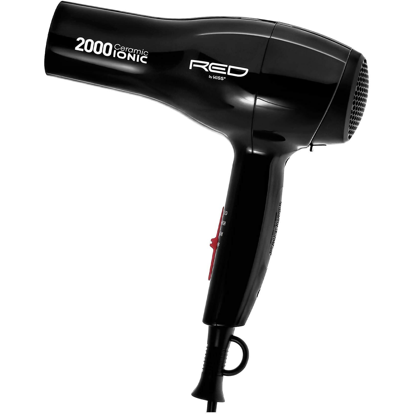 Red By Kiss 2000 Ceramic Ionic Hair Blow Dryer 2 Bonus Detangler Pik Included Professional 3 Setting Heat Speed