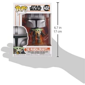 Funko Pop Star Wars The Mandalorian - Mandalorian Flying With The Child, Grey