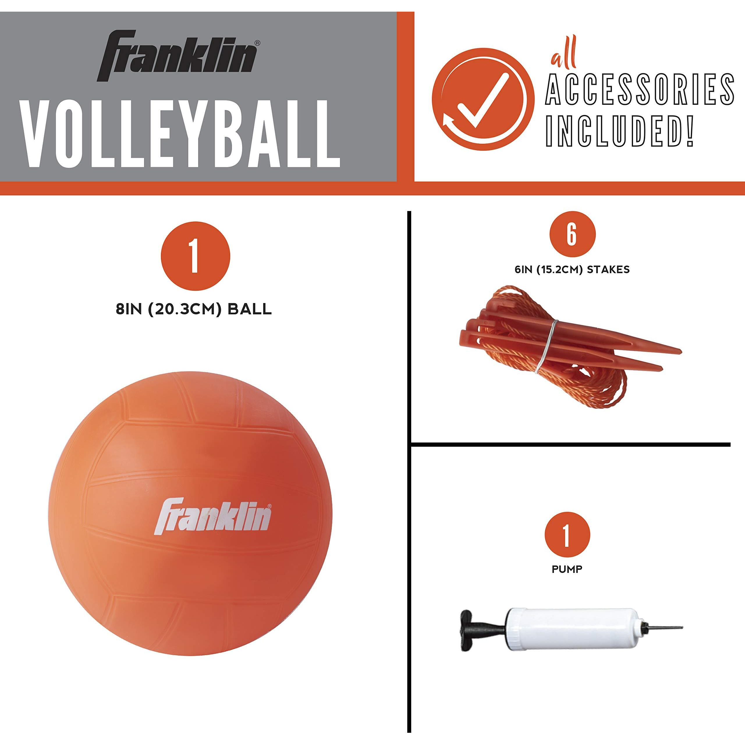Franklin Sports Volleyball Set, Includes 1 Net With Stakes, Ball And Pump With Needle, Starter ,Orange