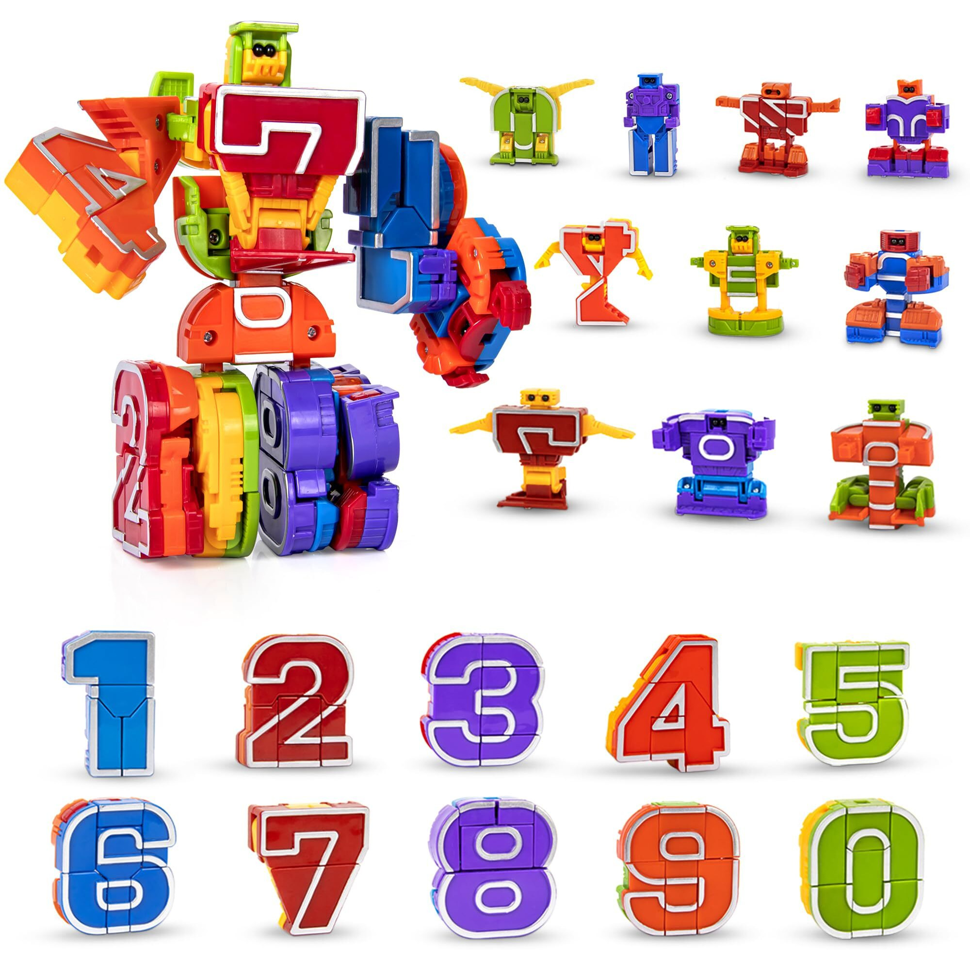 Lydaz Number Bots Toys For Kids, Number Robots Block, Preschool Action Learning Education Math Autism Toys For Toddlers, Classroom Valentines Birthday Gifts For Boys 2 3 4 5Years Old(10Pcs)