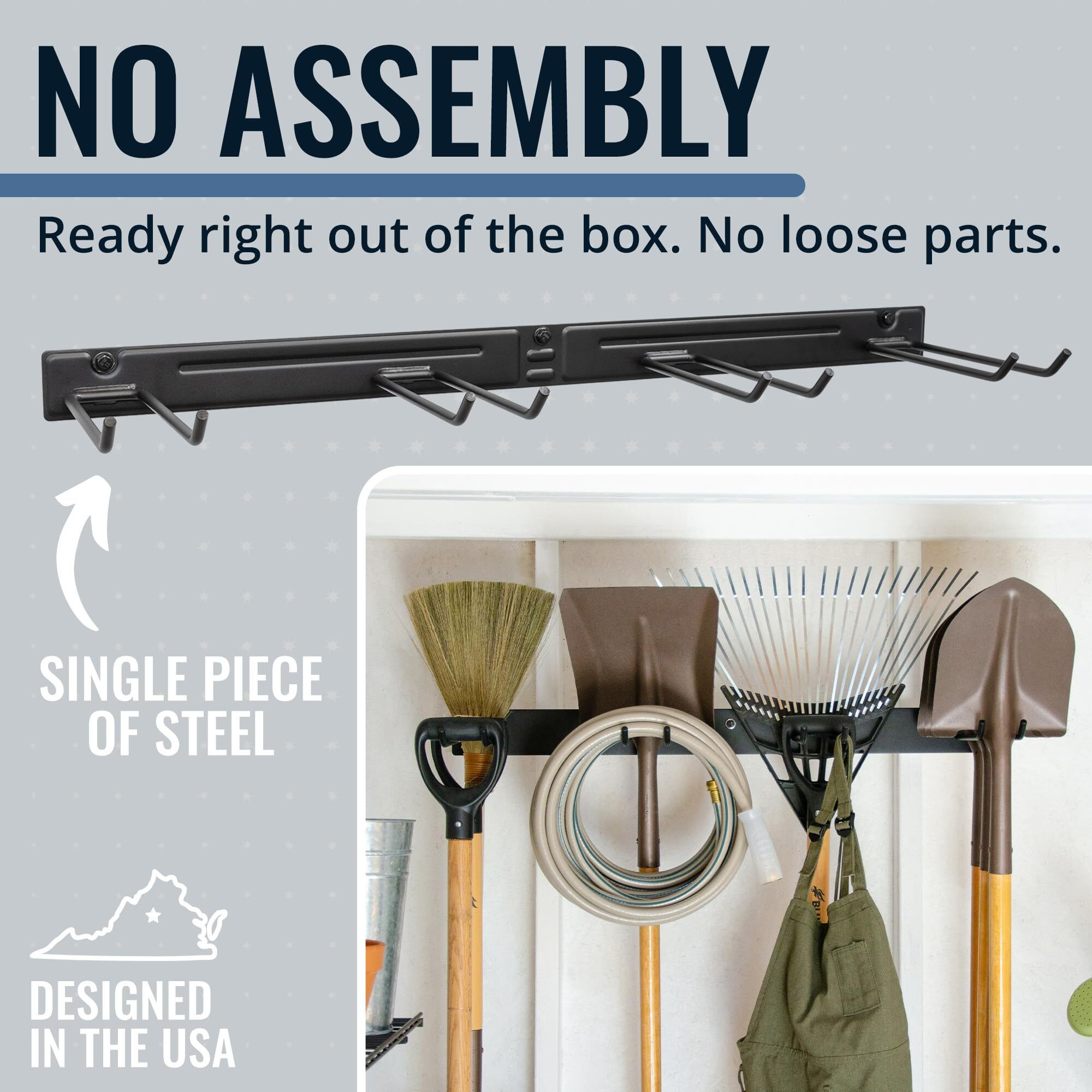 Storeyourboard Garden Tool Organizer Wall Mount, Garage Wall Organizer - Garden Tool Storage, Tool Rack For Garage Organization & Storage, Heavy-Duty Tool Holder - Industrial Steel, Holds 250 Pounds