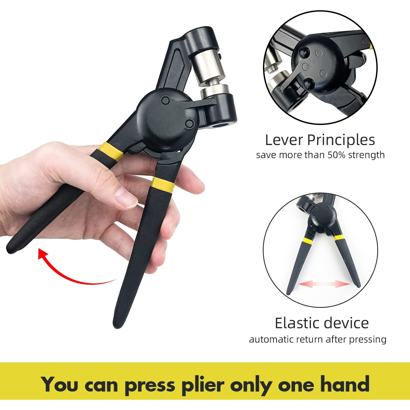 Hapden Grommet Tool Kit, 3/8 Inch Handheld Eyelet Kit Manual Grommet Press Machine With 500 Pcs 10 Mm Grommets