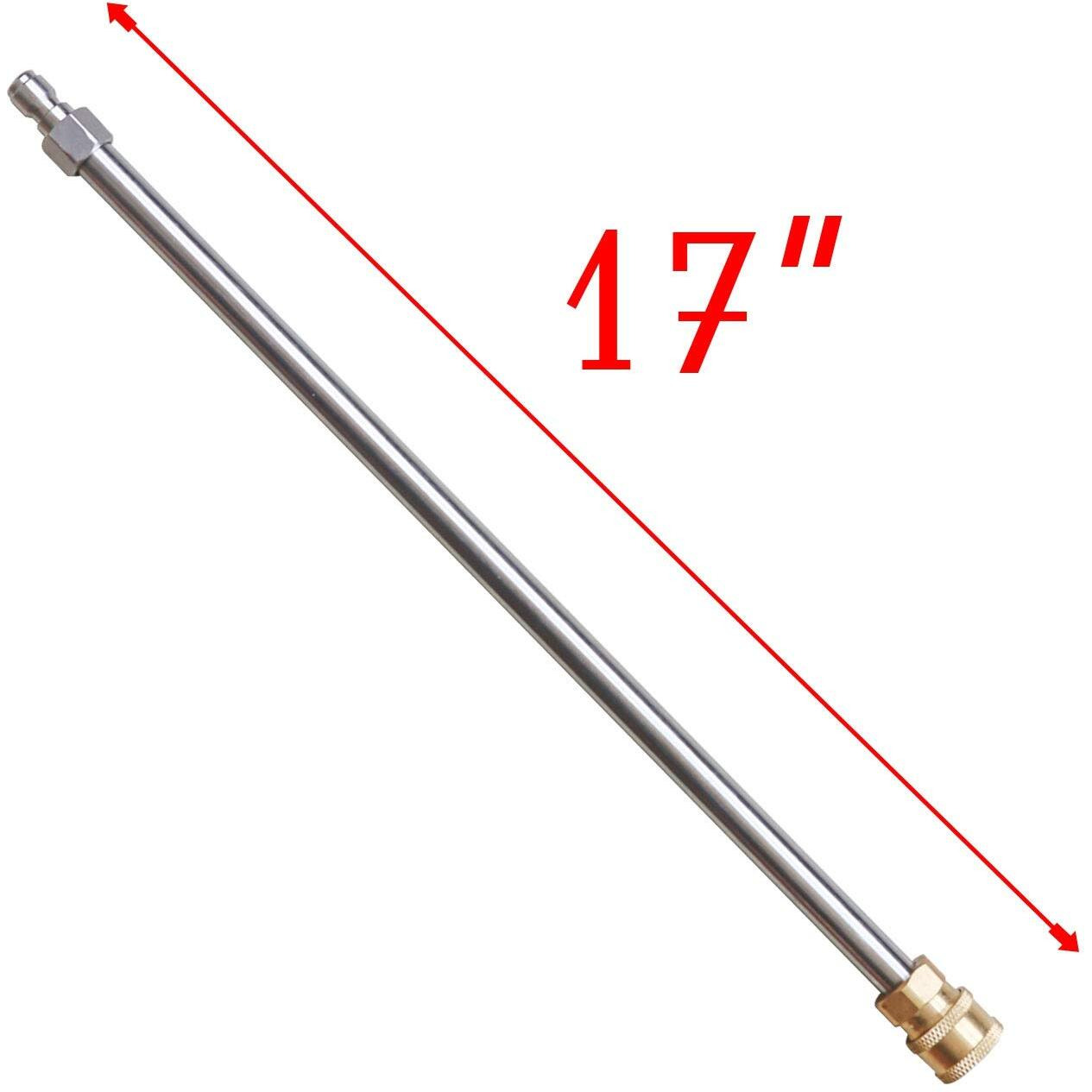 Xiny Tool Pressure Washer Extension Wand, 17 Inch Stainless Steel With 1/4"" Quick Connect Power Washer Lance, 2 Pack