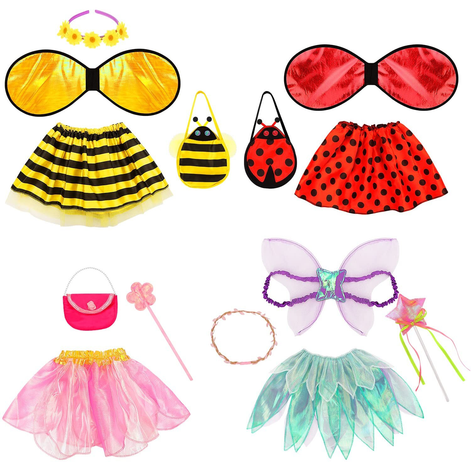 Fedio Dress Up Clothes For Little Girls - Kids Dress Up & Pretend Play Princess Dress Up Trunk Costume For Girls 3-6 Years