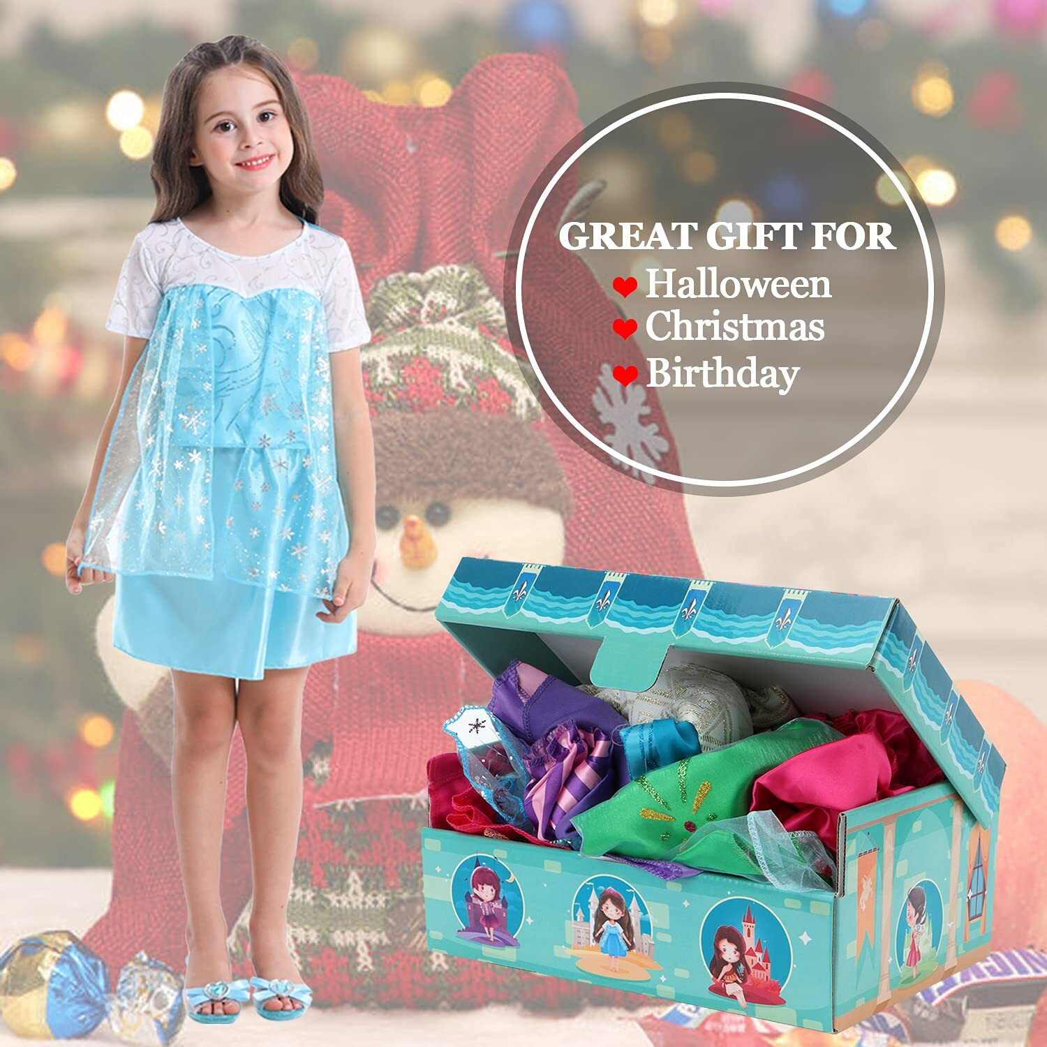 Vgofun Princess Dresses For Girls - Dress Up Clothes For Toddler Girl Pretend Play Gift For 3-6 Year Halloween Christmas Birthday